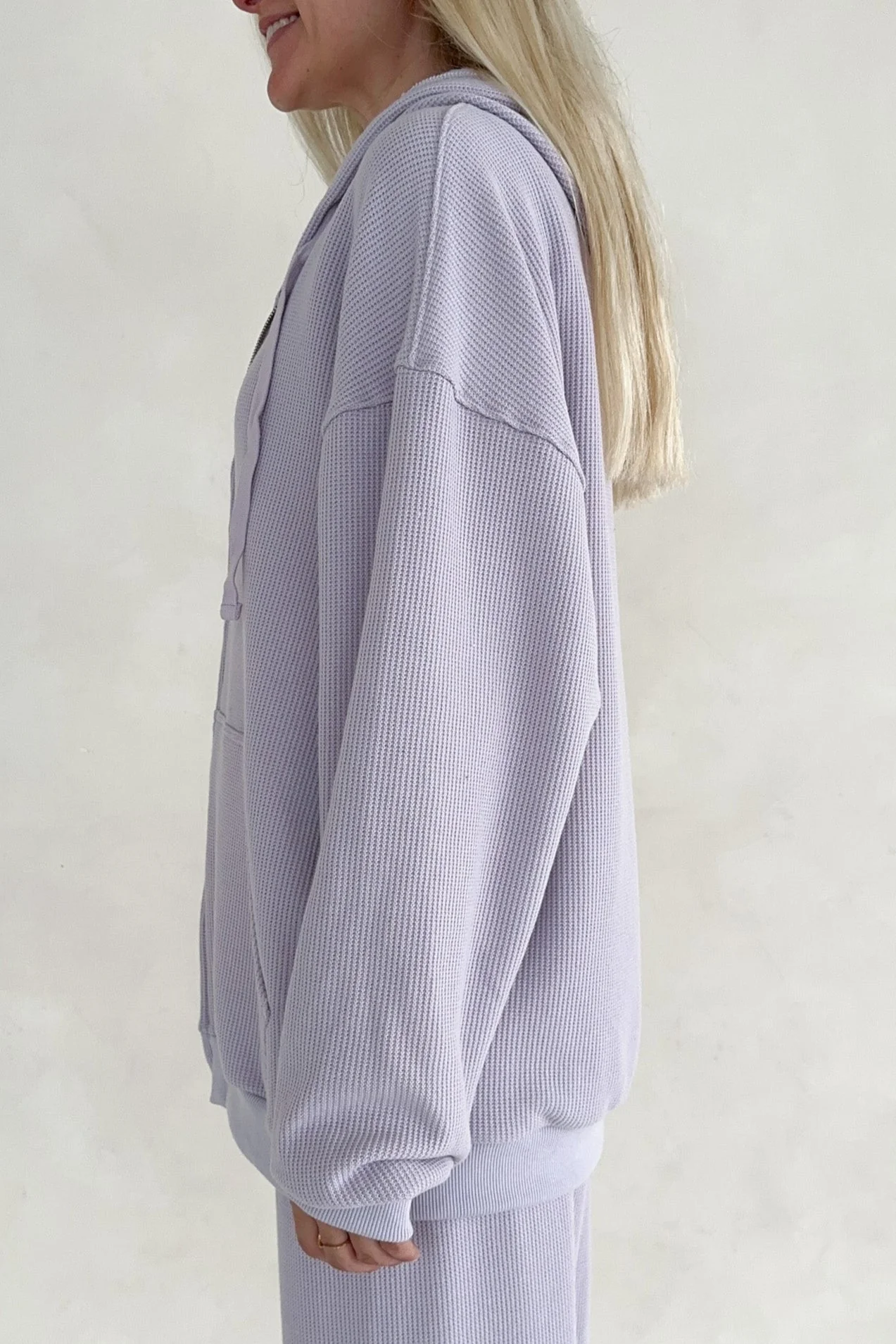 Sundays Waffle Knit Hoodie in Lavender Swirl - Image 4