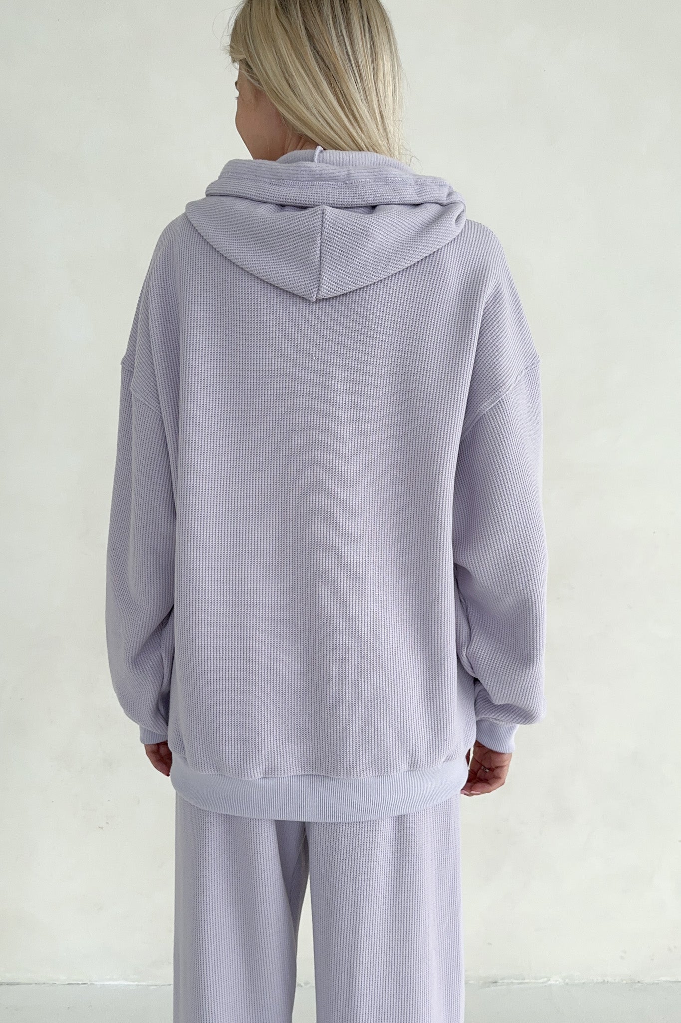 Sundays Waffle Knit Hoodie in Lavender Swirl - Image 5