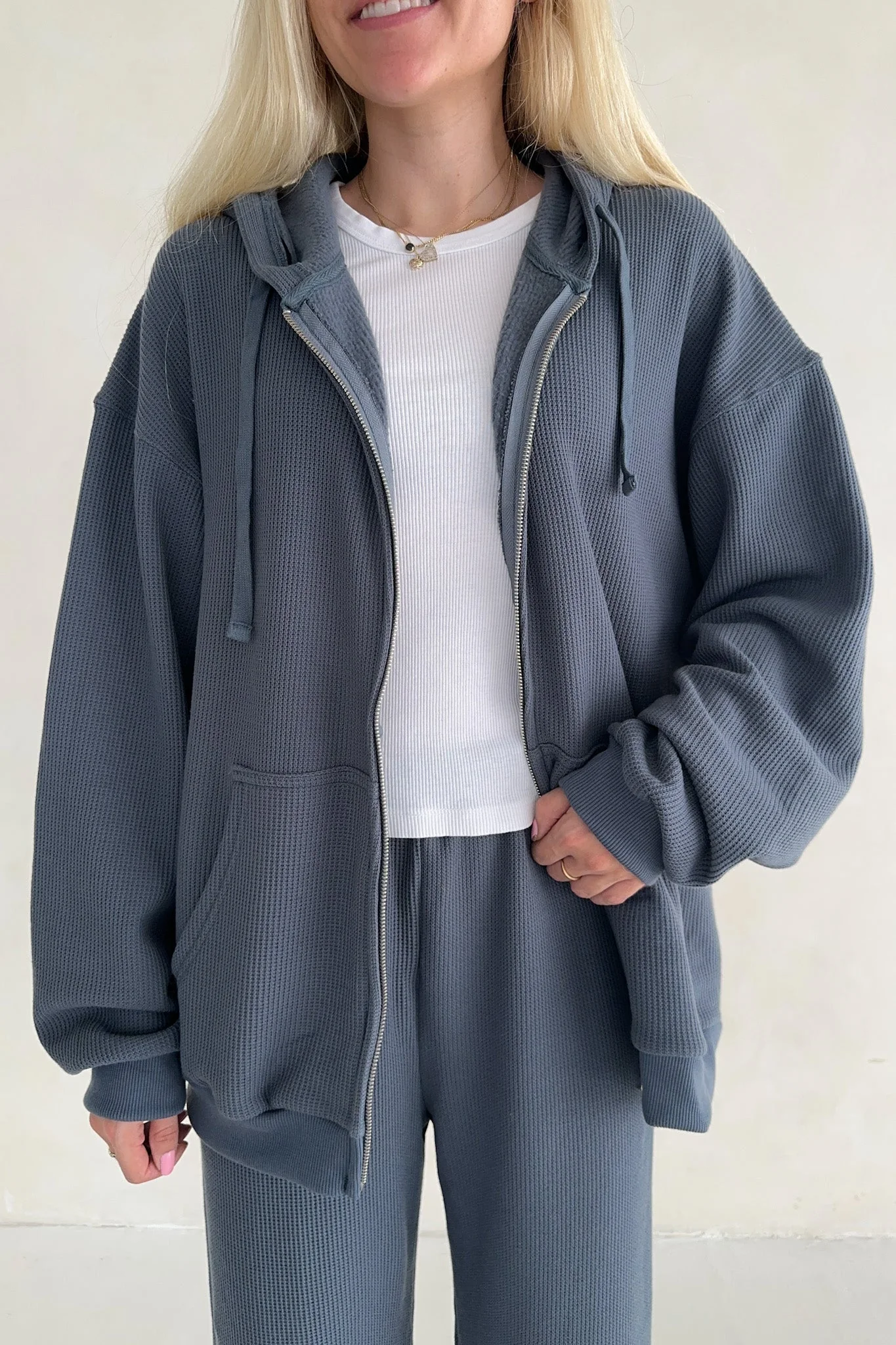 Sundays Waffle Knit Hoodie in London Fog