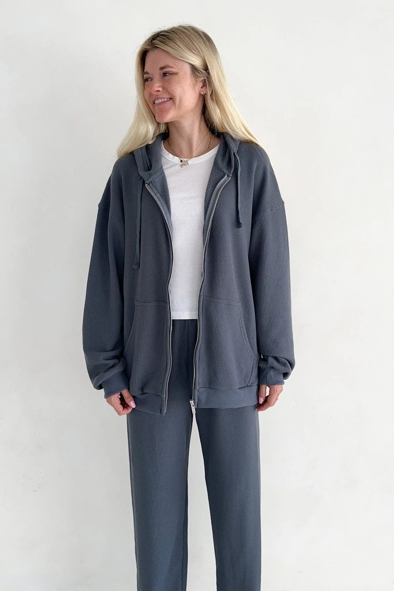 Sundays Waffle Knit Hoodie in London Fog - Image 2