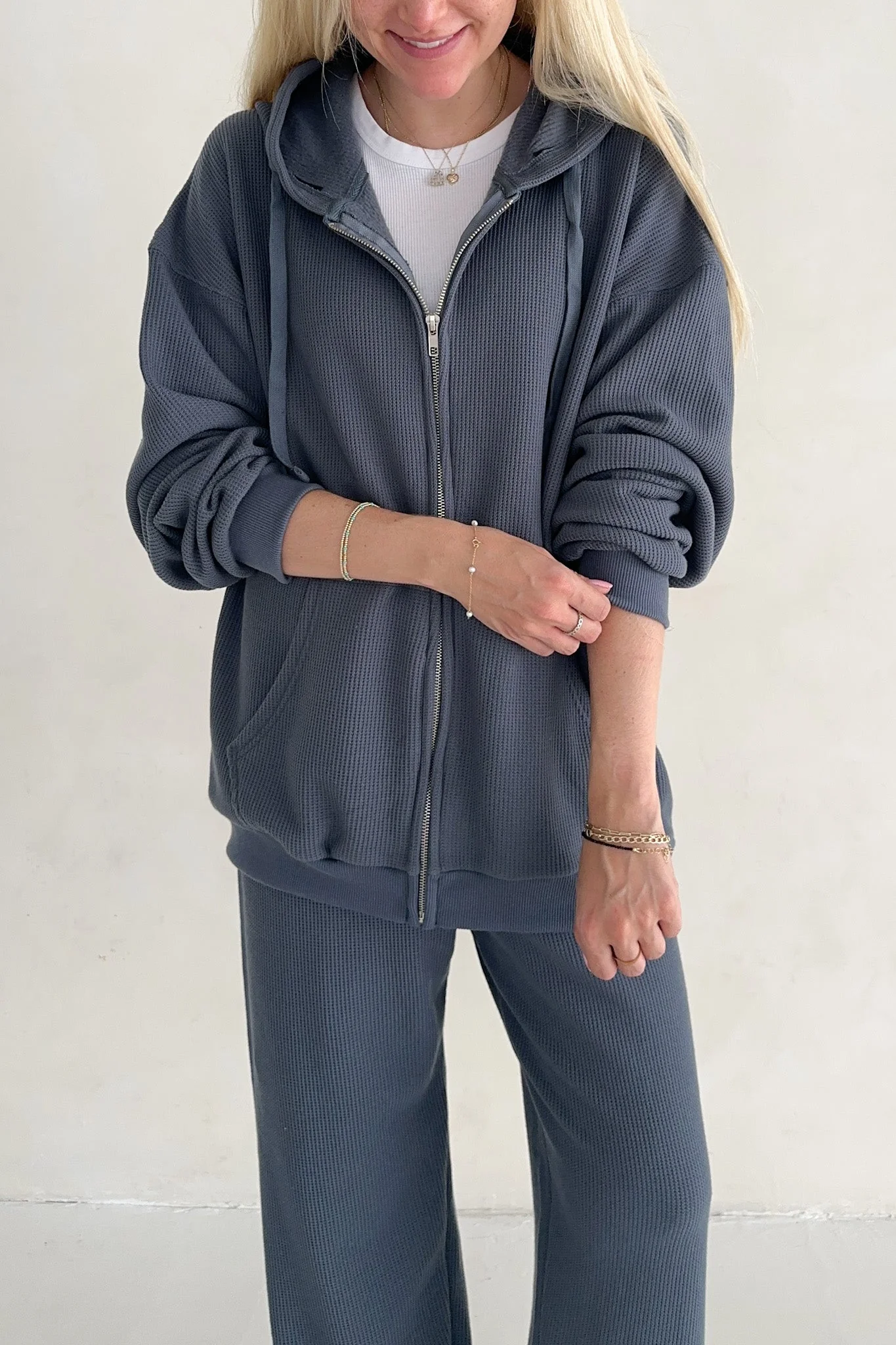 Sundays Waffle Knit Hoodie in London Fog - Image 3