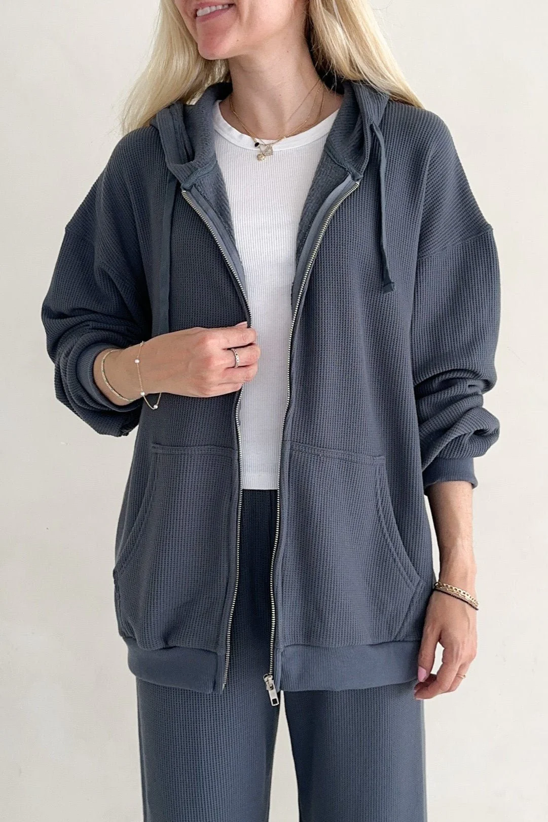 Sundays Waffle Knit Hoodie in London Fog - Image 5