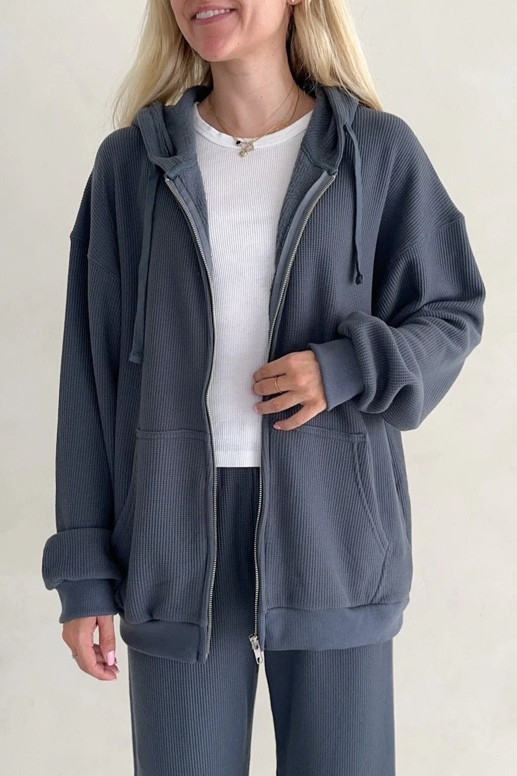 Sundays Waffle Knit Hoodie in London Fog - Image 6