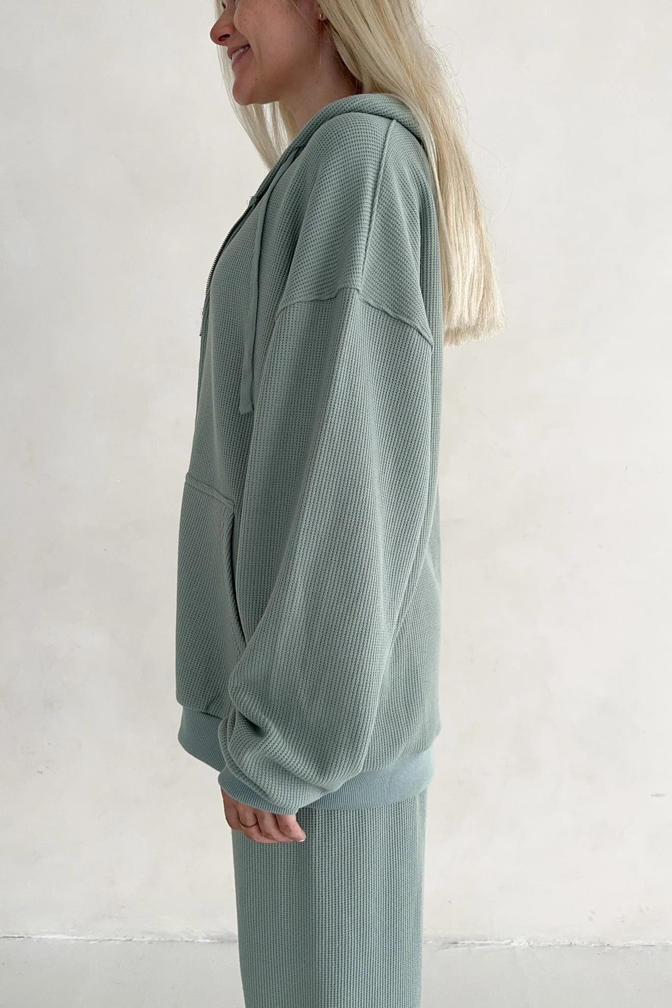 Sundays Waffle Knit Hoodie in Pistachio - Image 7