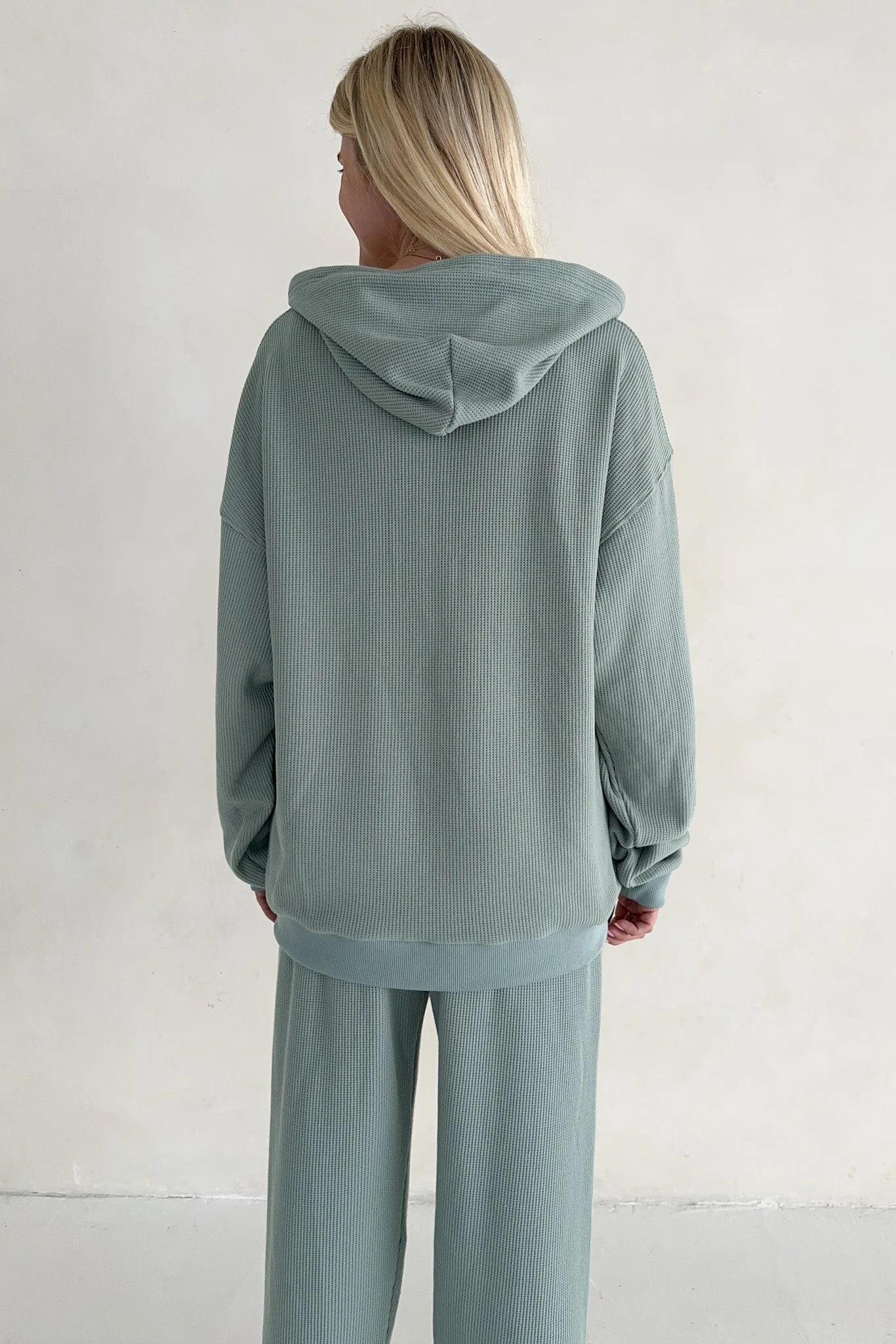 Sundays Waffle Knit Hoodie in Pistachio - Image 8