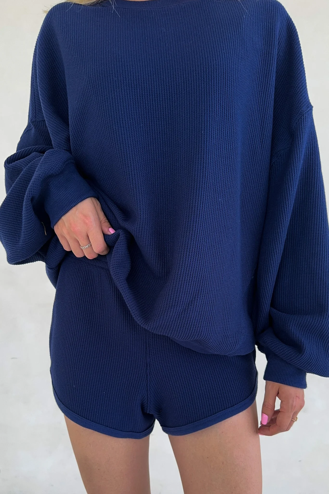 Sundays Waffle Knit Shorts in Blueberry Latte