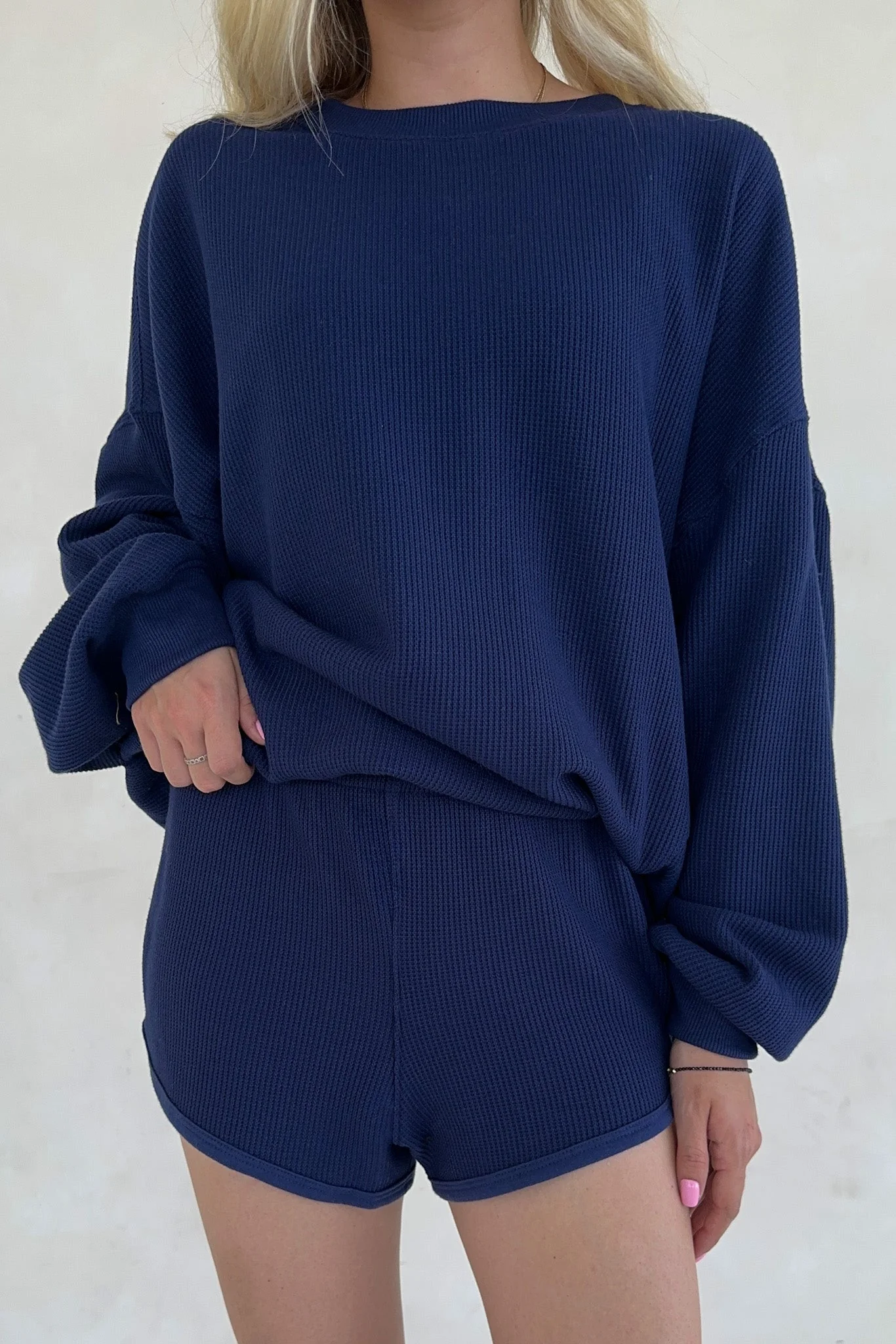Sundays Waffle Knit Shorts in Blueberry Latte - Image 5