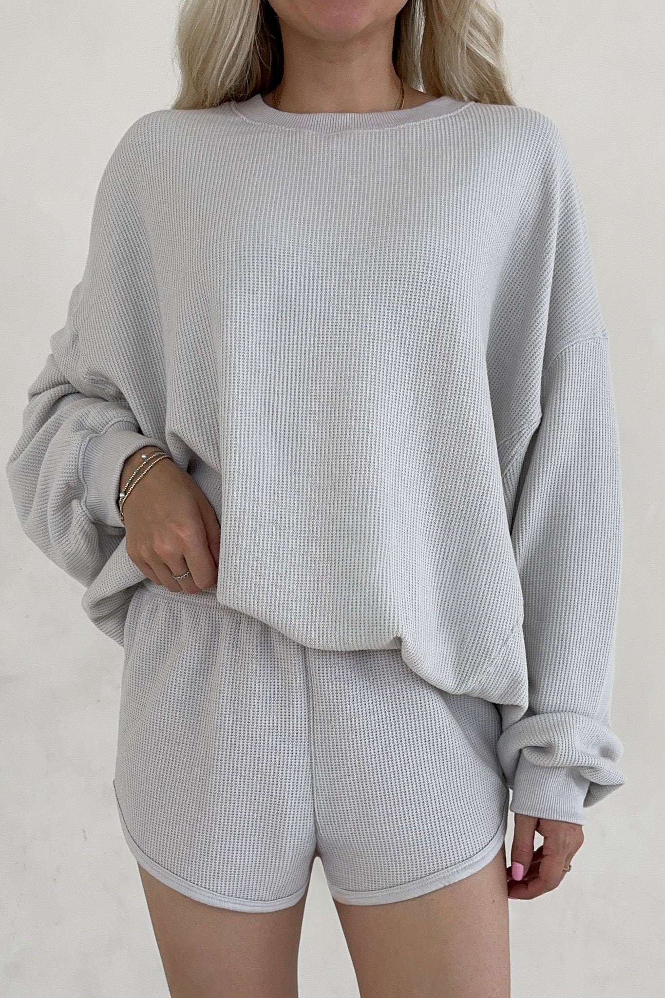 Sundays Waffle Knit Shorts in Dove Grey