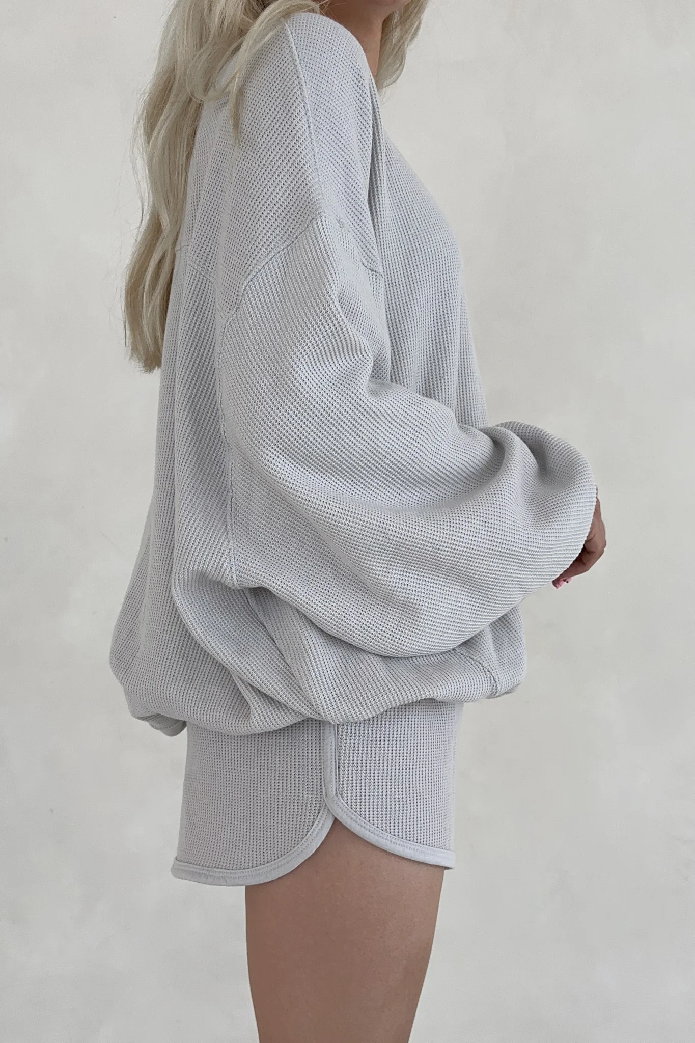 Sundays Waffle Knit Shorts in Dove Grey - Image 2