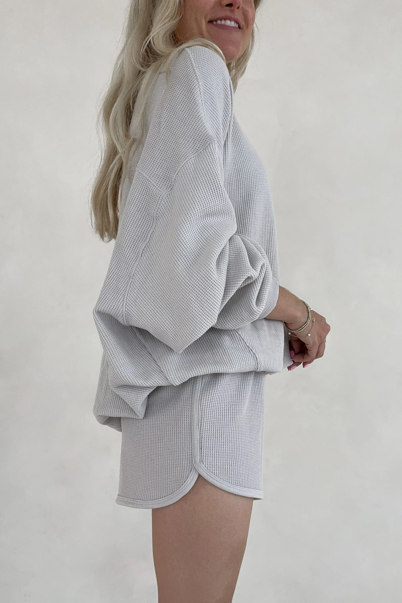 Sundays Waffle Knit Shorts in Dove Grey - Image 4