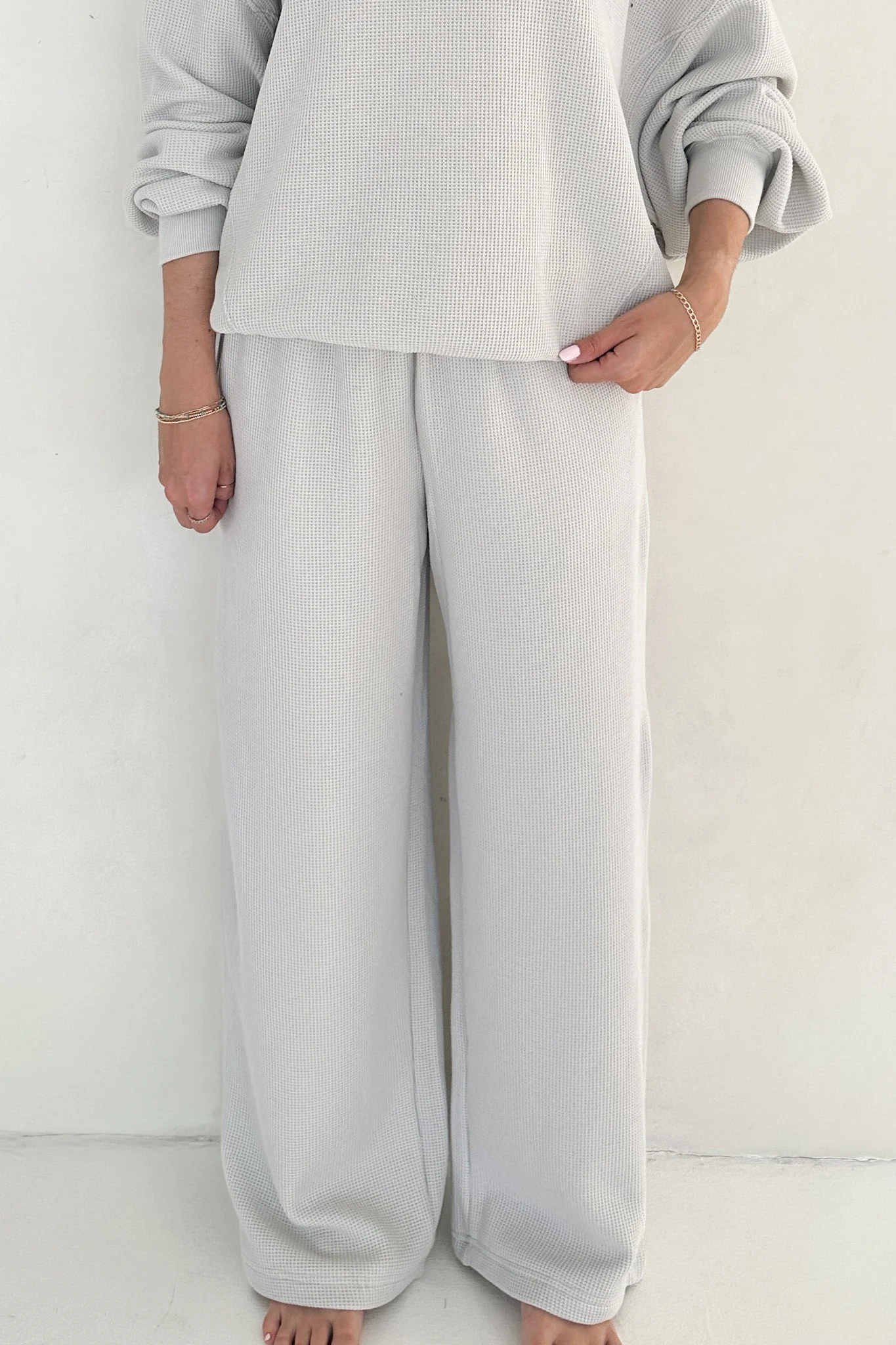 Sundays Waffle Knit Straight Leg Pants in Dove Grey - Image 7