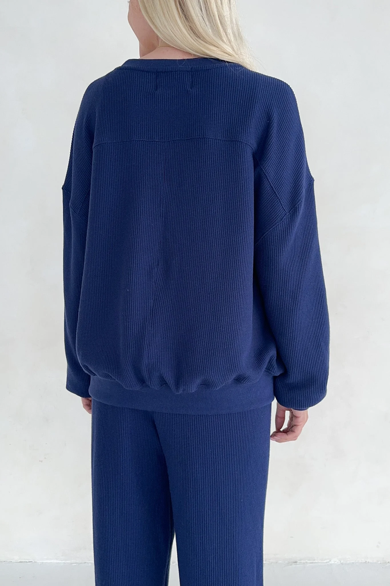 Sundays Waffle Knit Sweatshirt in Blueberry Latte - Image 4