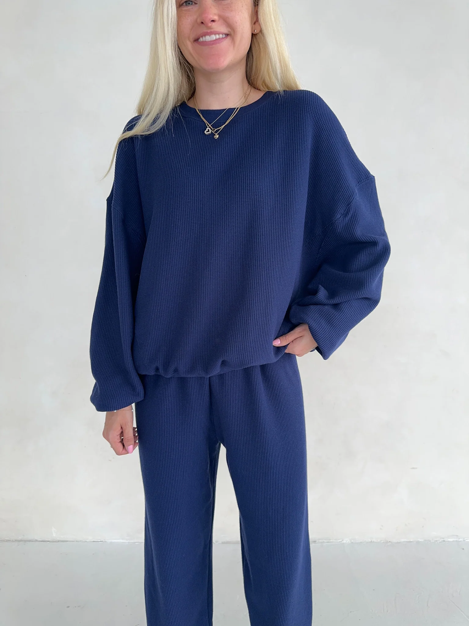 Sundays Waffle Knit Sweatshirt in Blueberry Latte - Image 5