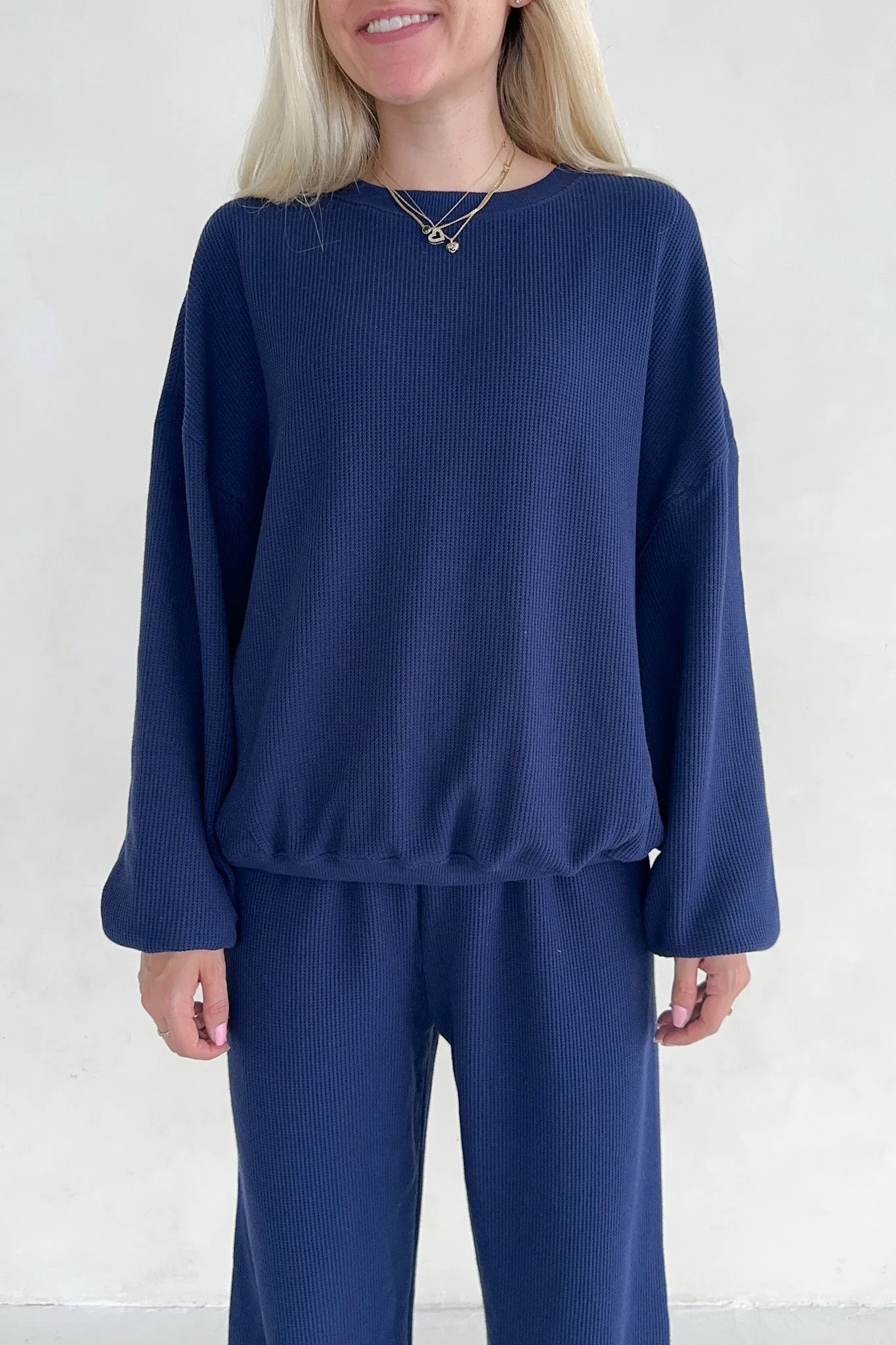 Sundays Waffle Knit Sweatshirt in Blueberry Latte - Image 6