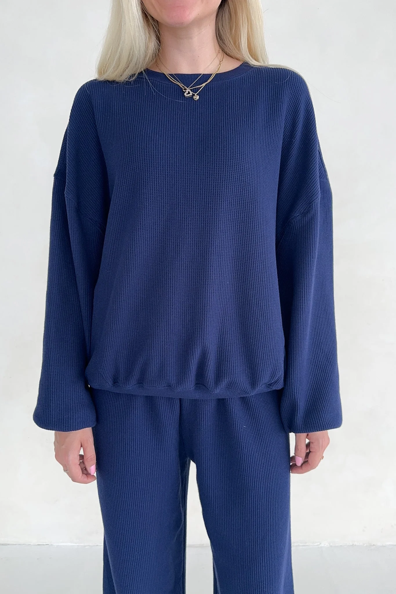 Sundays Waffle Knit Sweatshirt in Blueberry Latte - Image 8