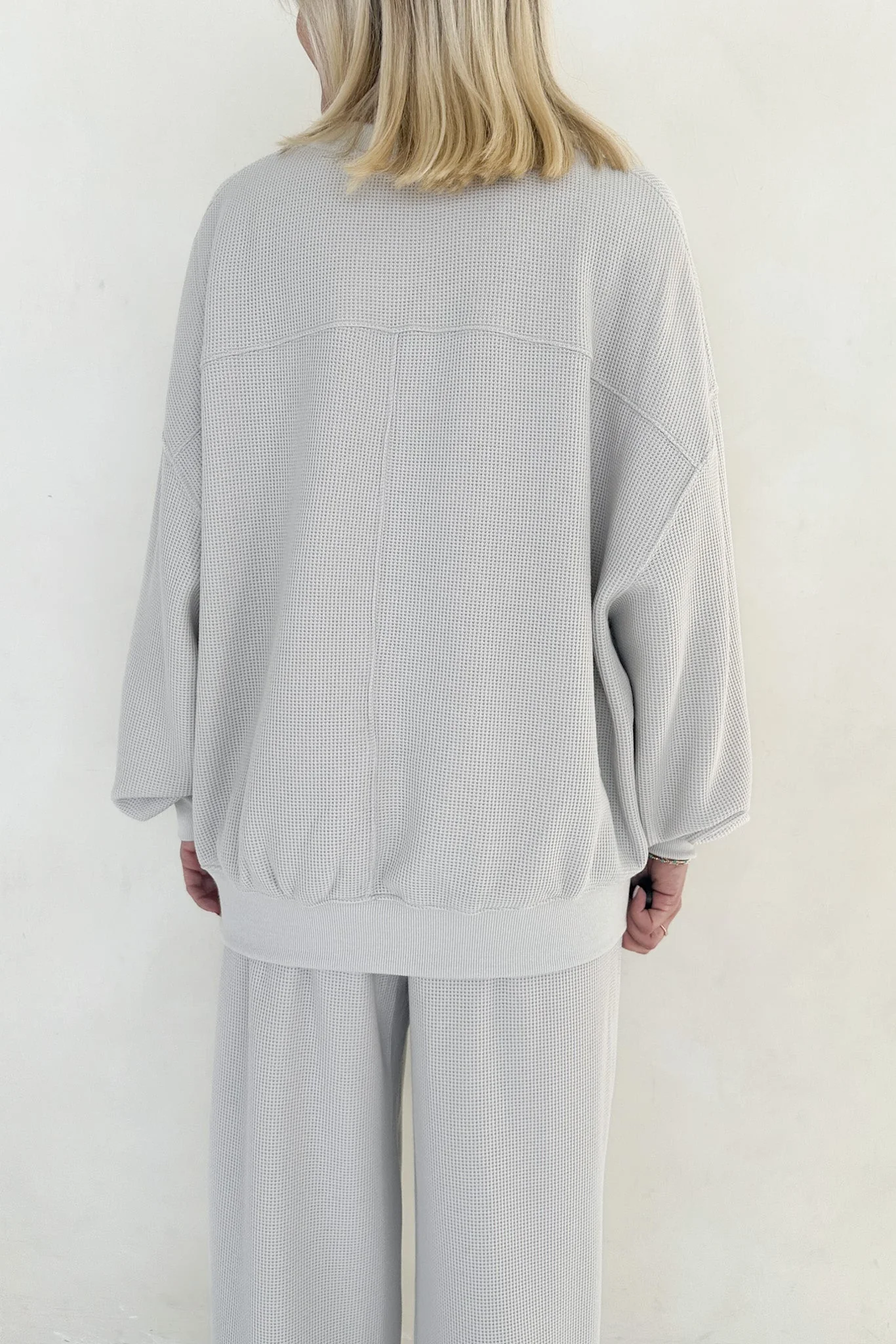 Sundays Waffle Knit Sweatshirt in Dove Grey - Image 6