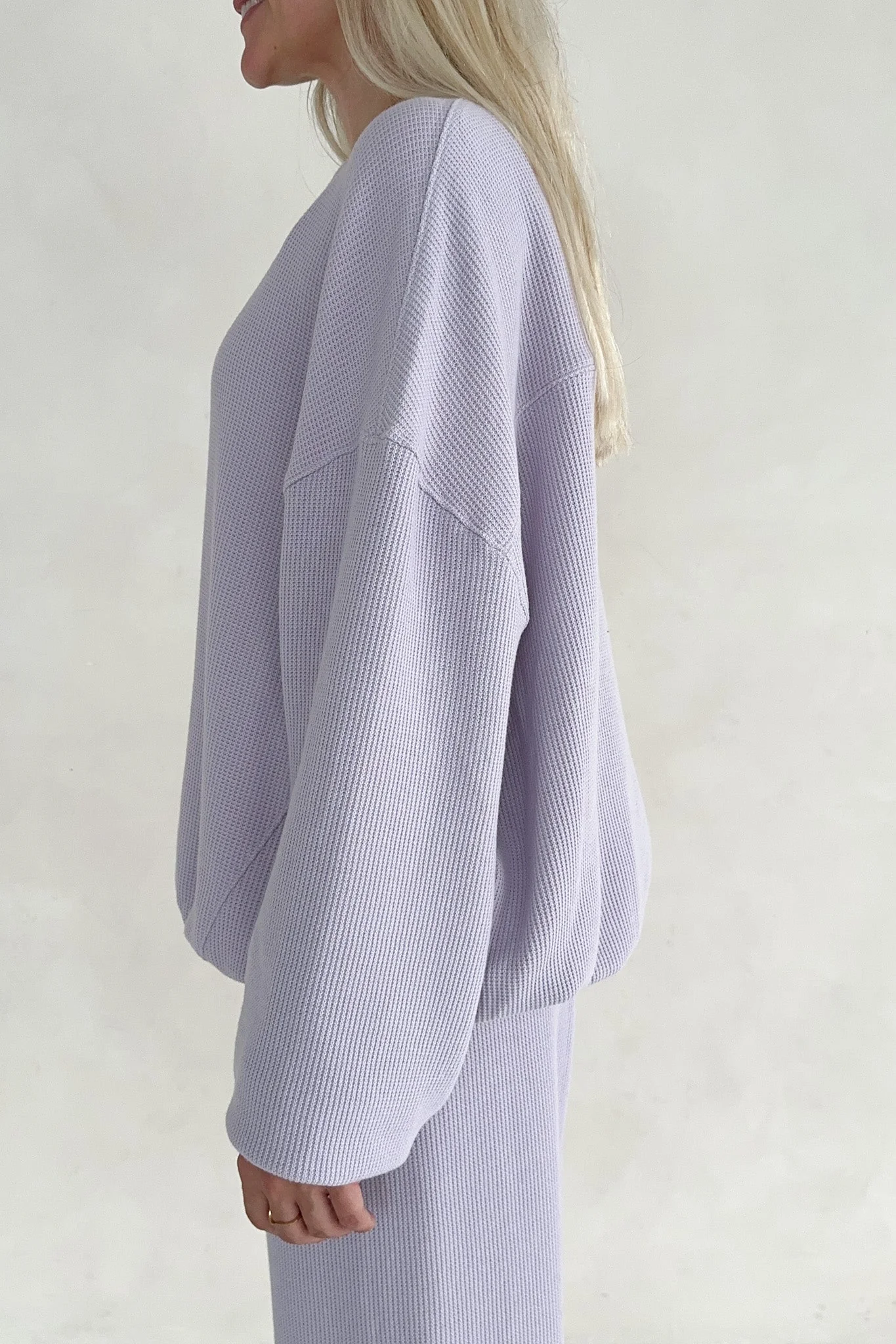 Sundays Waffle Knit Sweatshirt in Lavender Swirl - Image 6