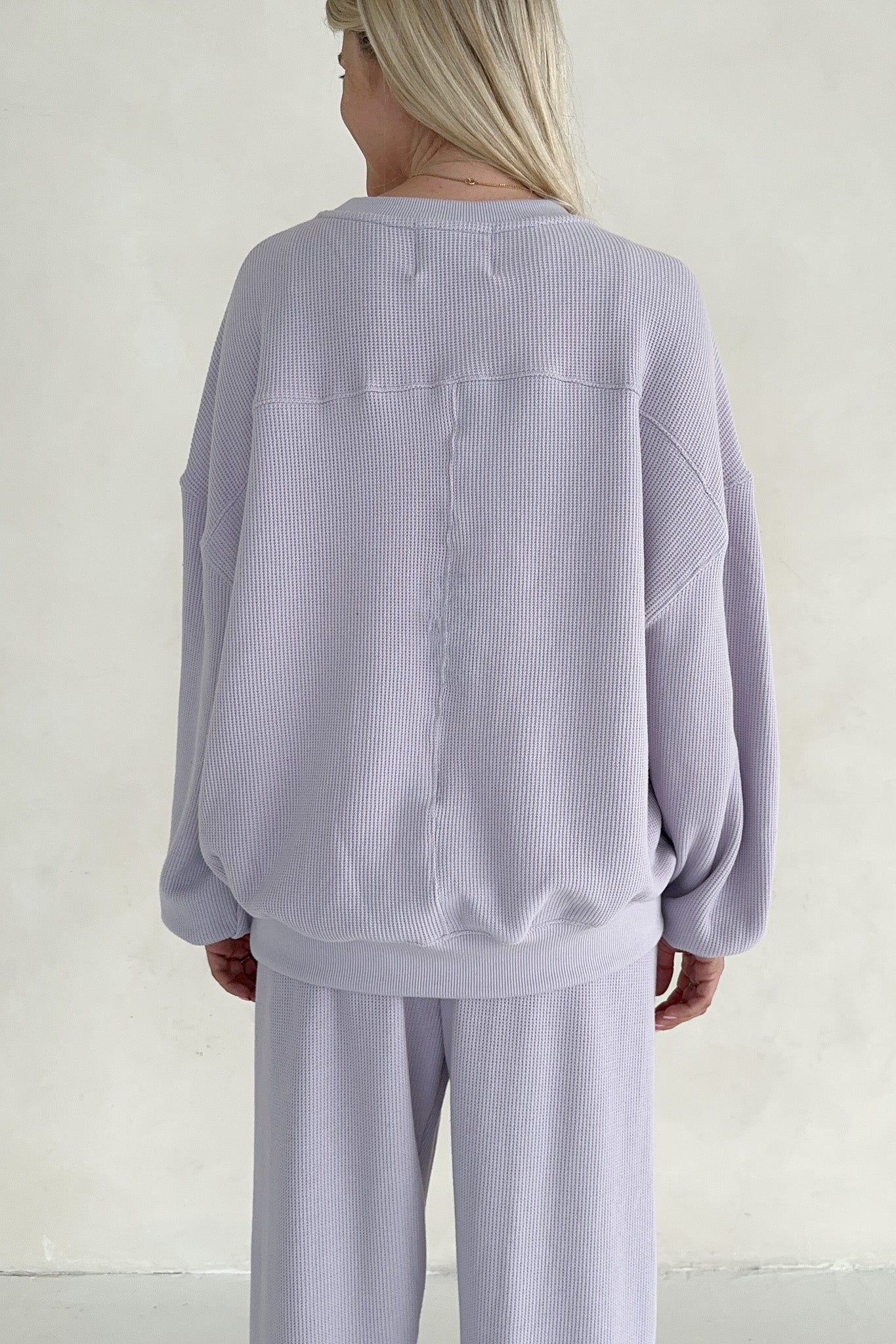 Sundays Waffle Knit Sweatshirt in Lavender Swirl - Image 7