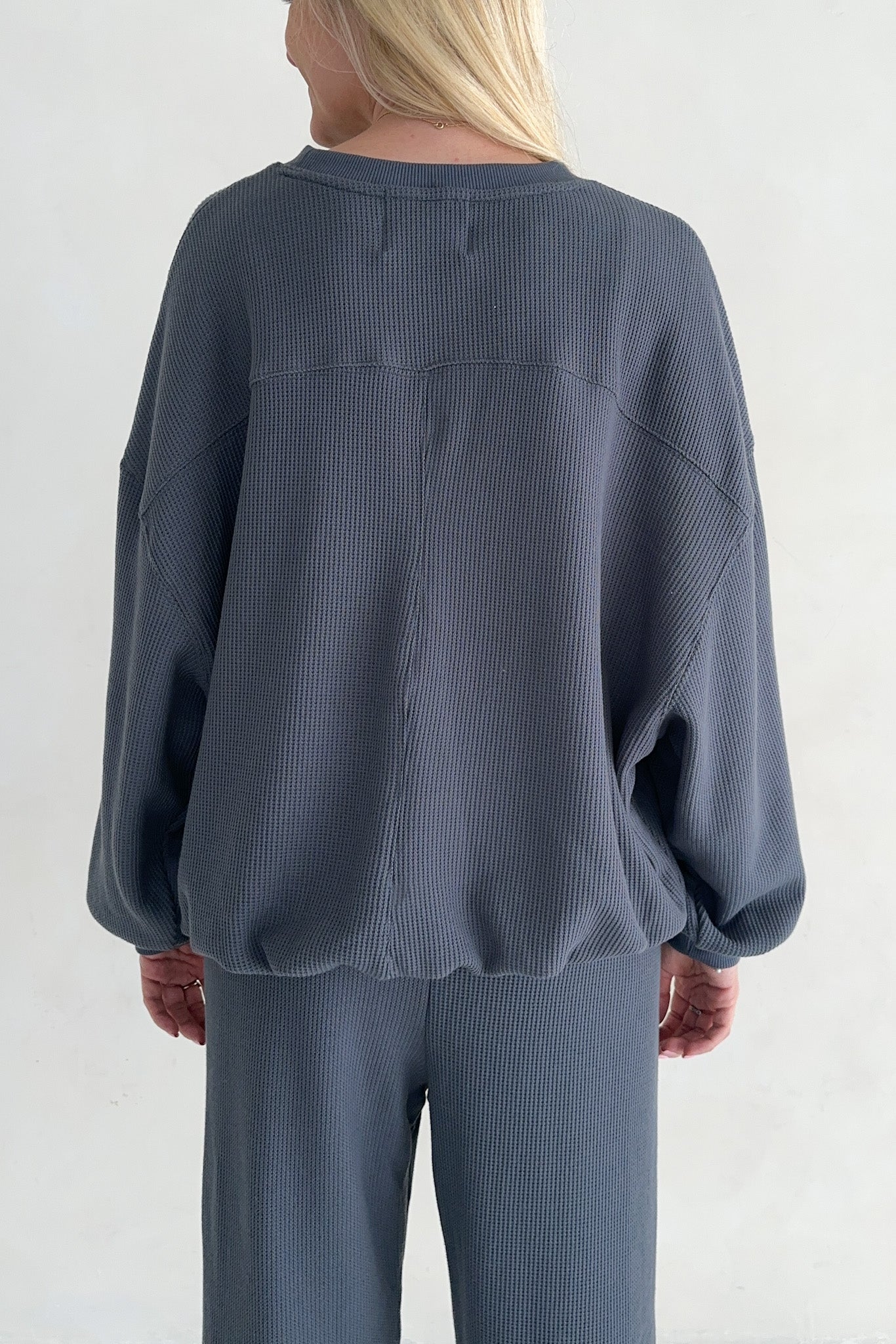 Sundays Waffle Knit Sweatshirt in London Fog - Image 2