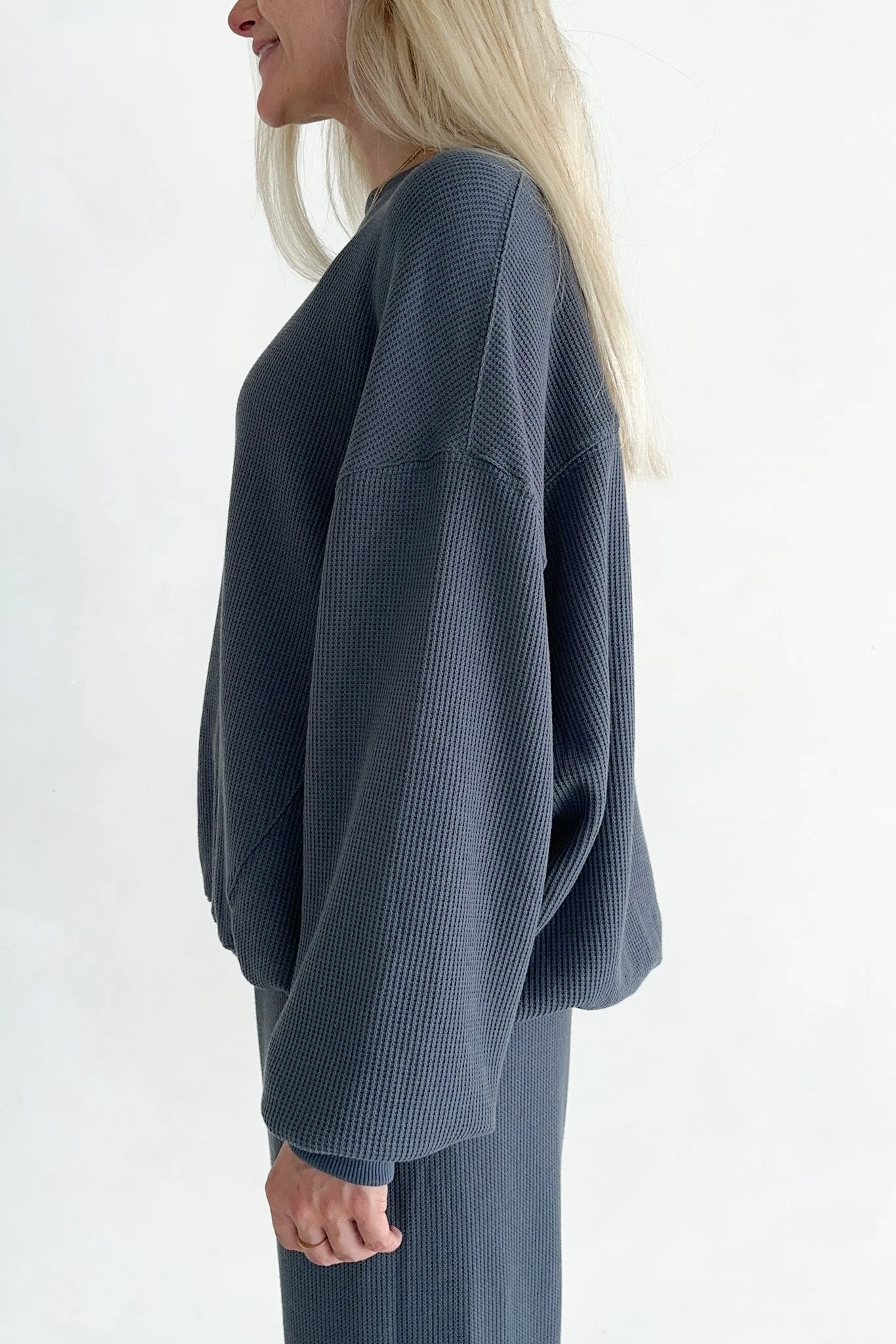 Sundays Waffle Knit Sweatshirt in London Fog - Image 5