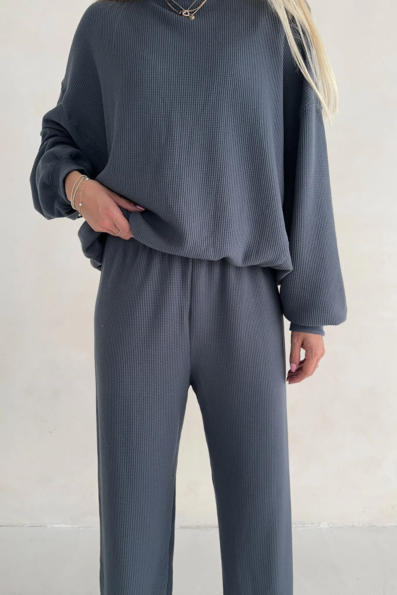 Sundays Waffle Knit Sweatshirt in London Fog - Image 6