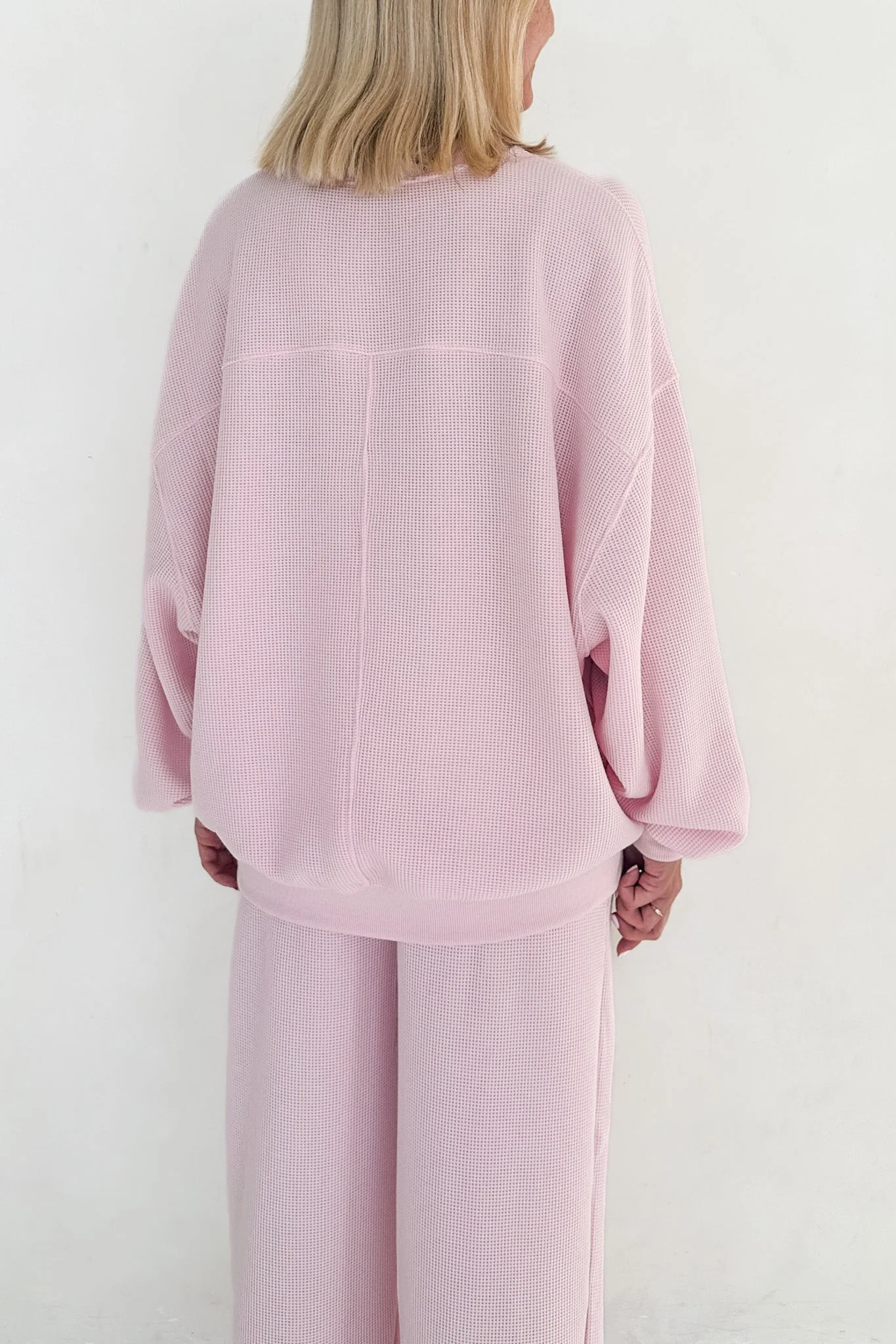 Sundays Waffle Knit Sweatshirt in Sweet Pink - Image 5