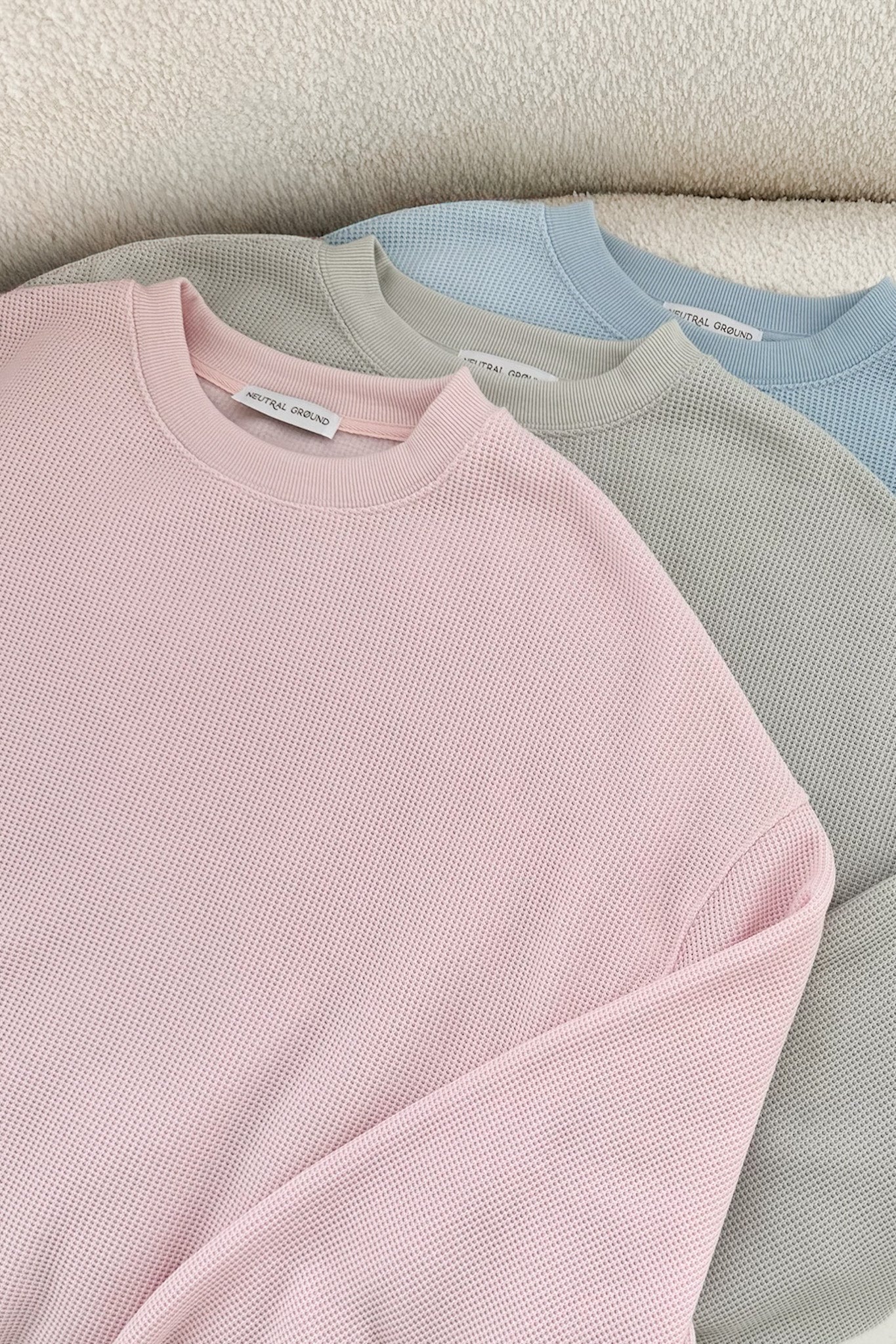 Sundays Waffle Knit Sweatshirt in Sweet Pink - Image 8