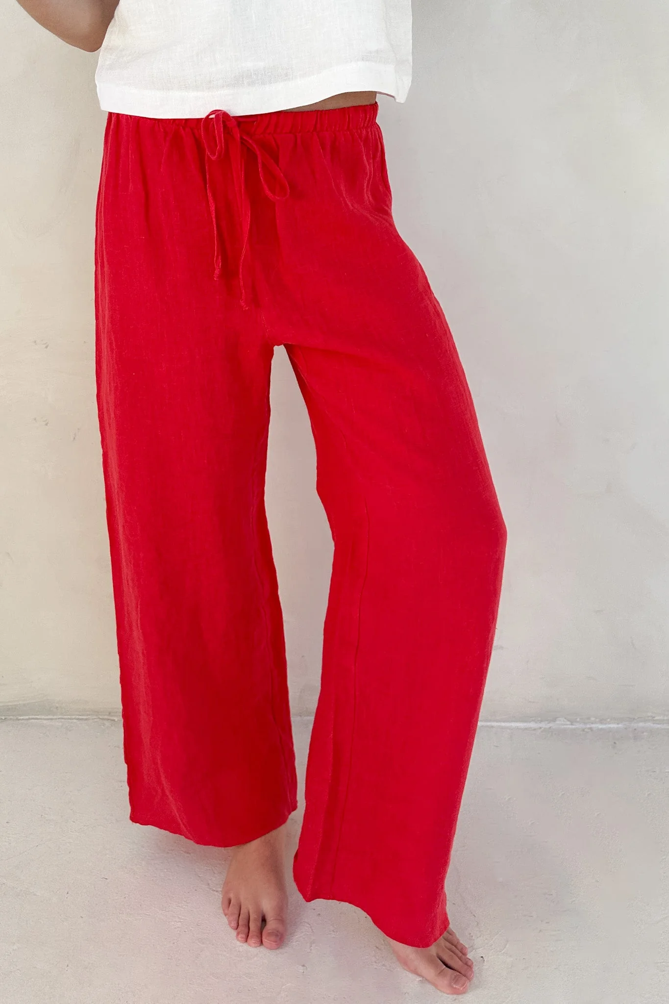 Sunkissed Linen Pants in Americana Red