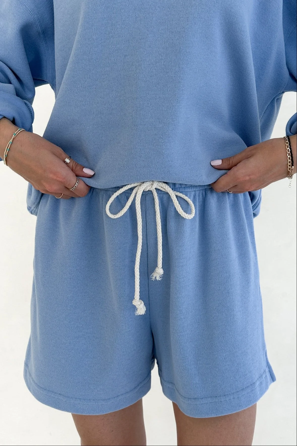 Sunkissed Rope Drawstring Shorts in Bahama Blue - Image 4