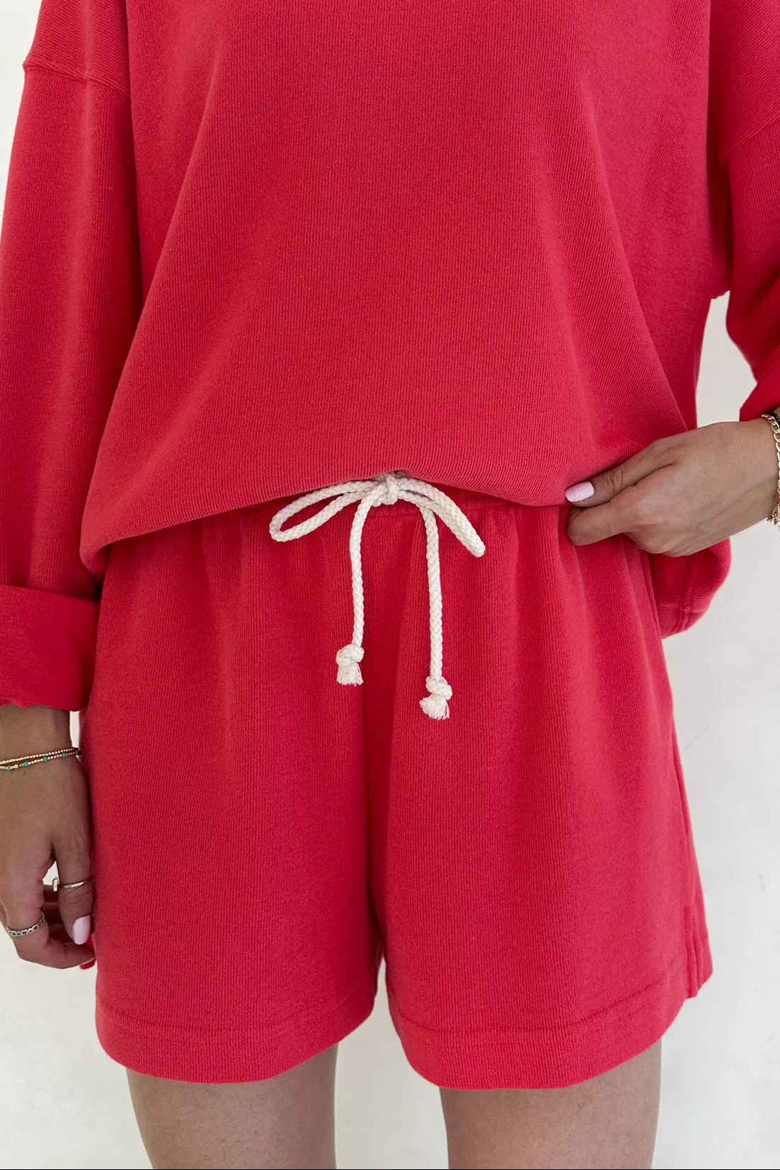 Sunkissed Rope Drawstring Shorts in Papaya - Image 2