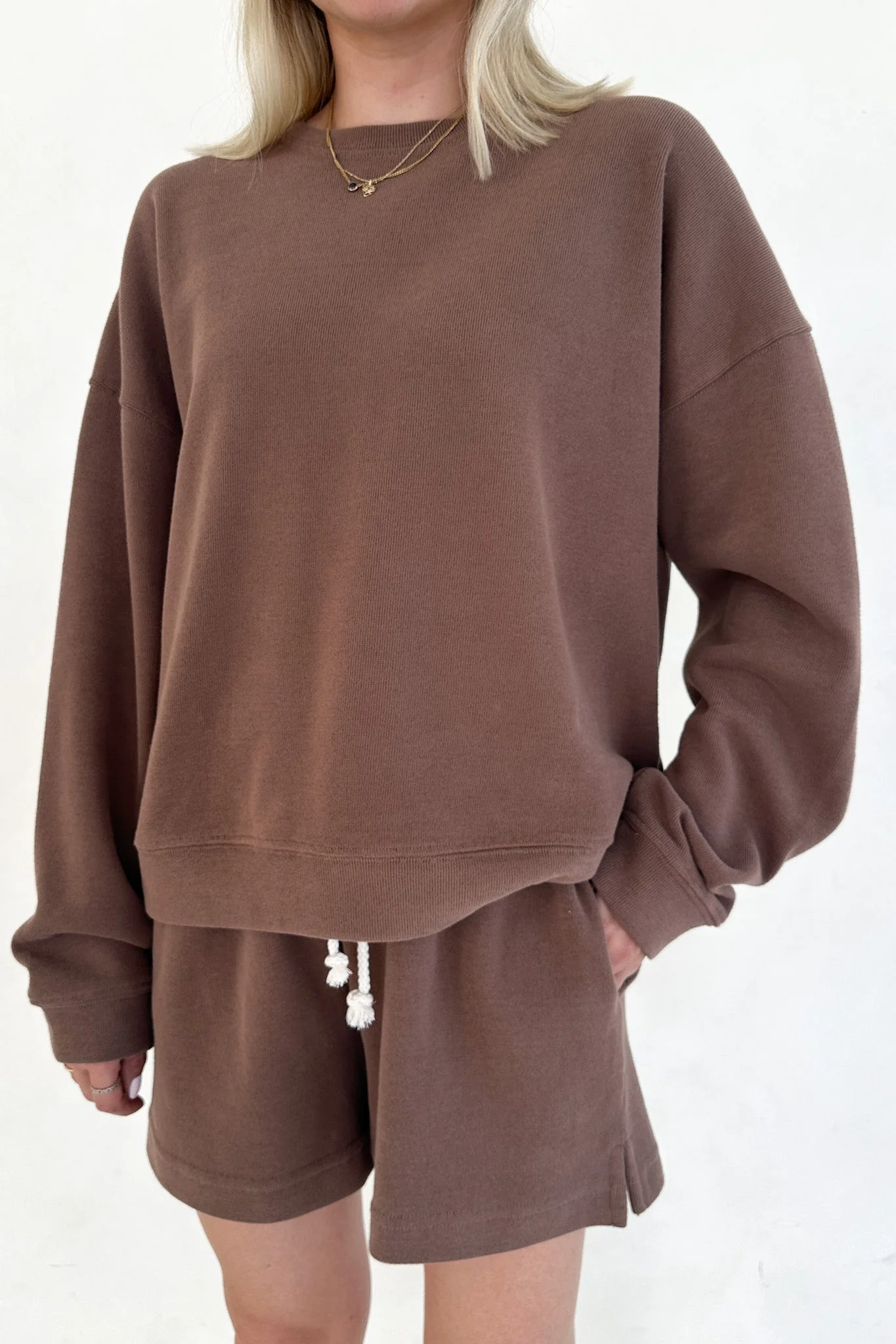 Sunkissed Slouchy Pullover Top in Cocoa