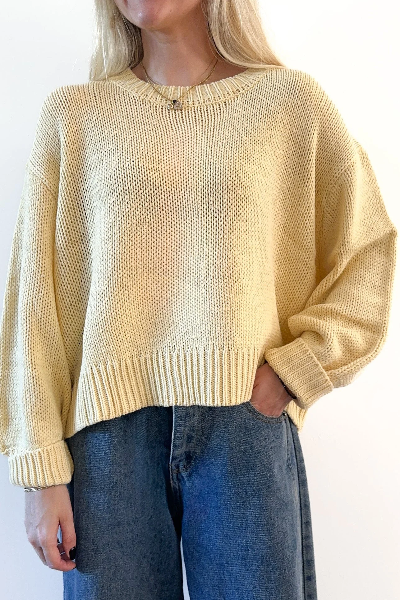 Sunny Balloon Sleeve Sweater Top