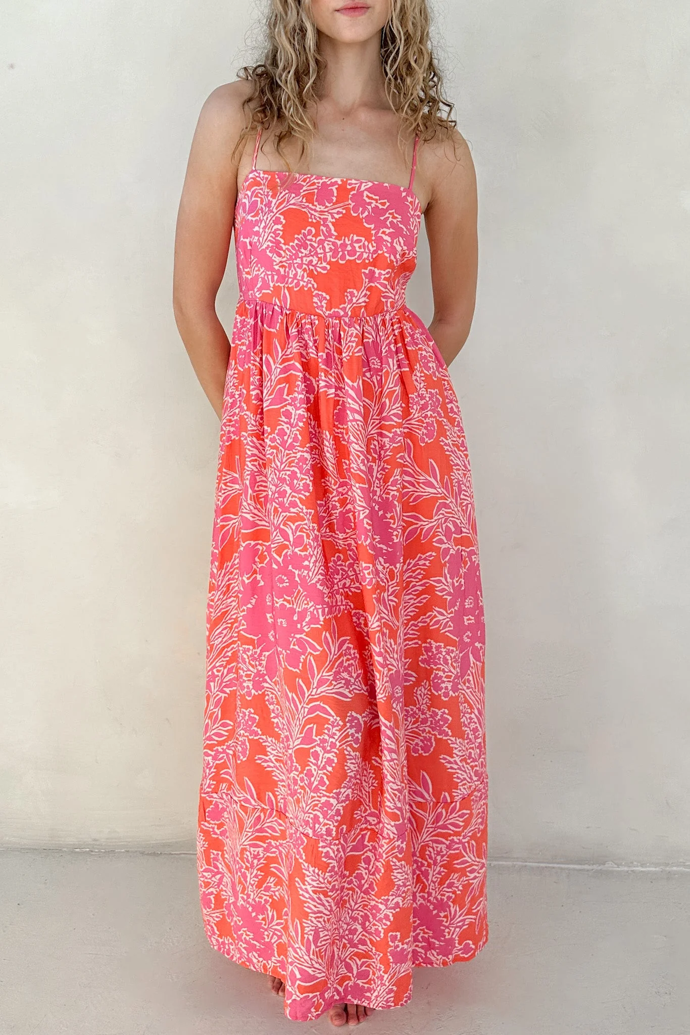 Sunset Floral Sleeveless Maxi Dress