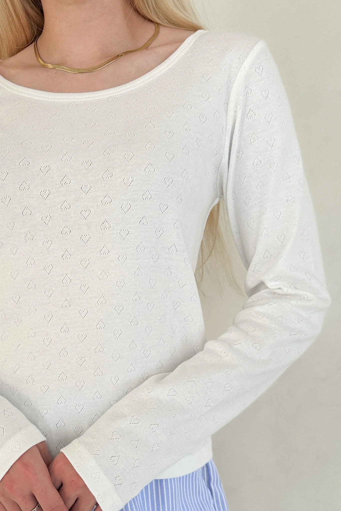 Sweet Pea Heart Pointelle Cotton Top - Image 2