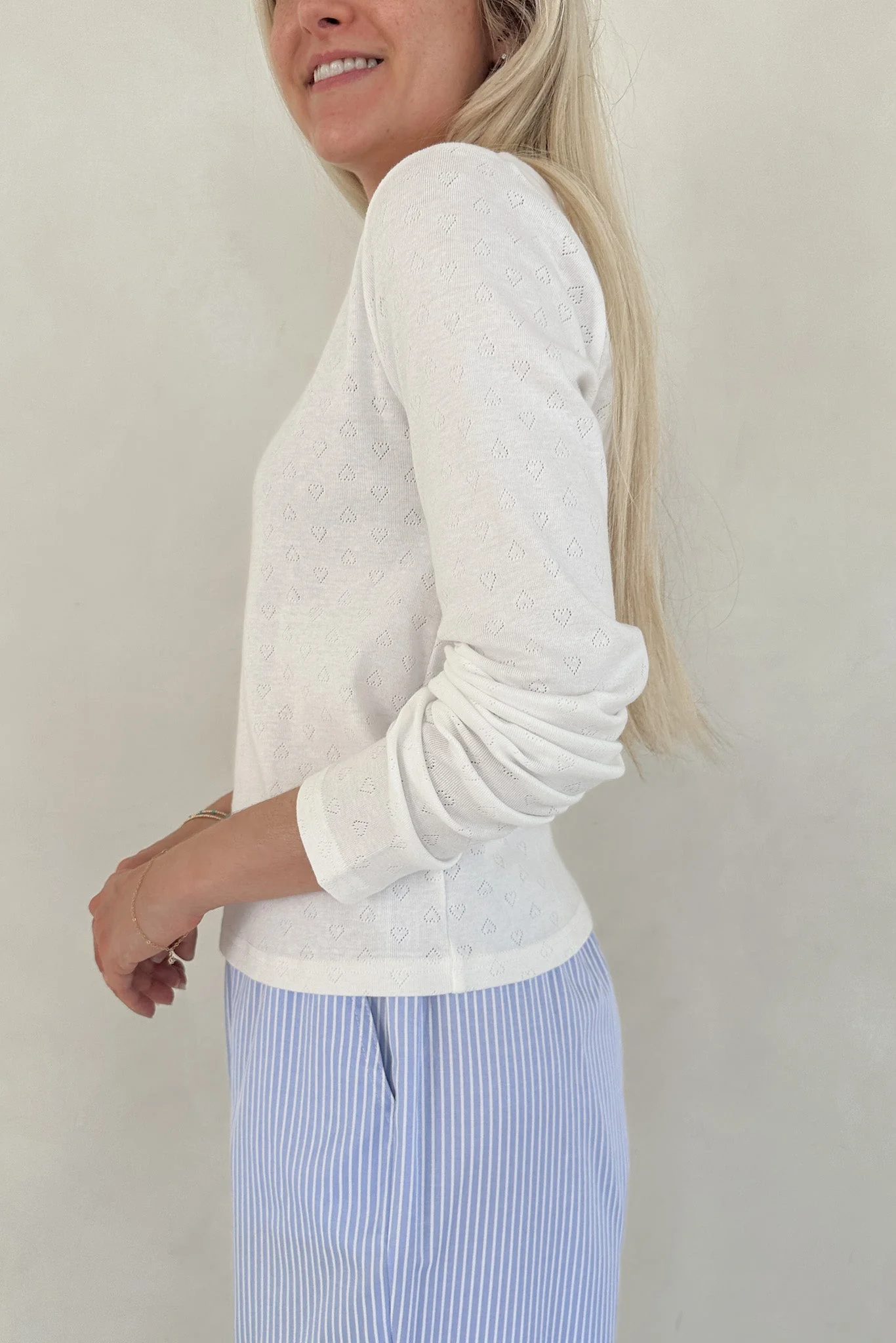 Sweet Pea Heart Pointelle Cotton Top - Image 3