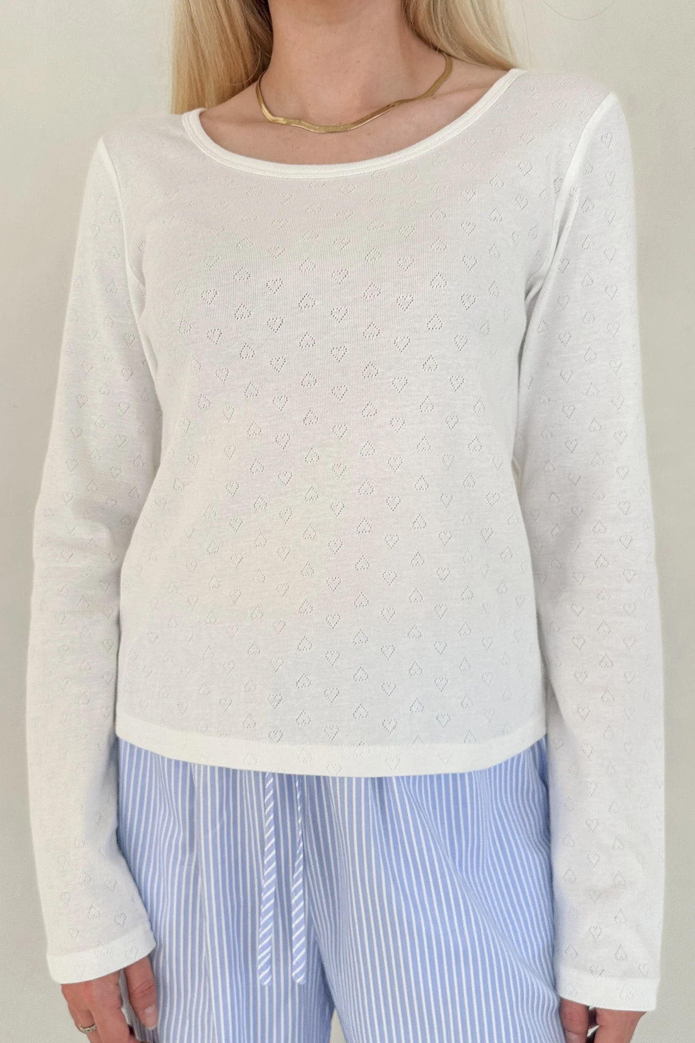 Sweet Pea Heart Pointelle Cotton Top - Image 4