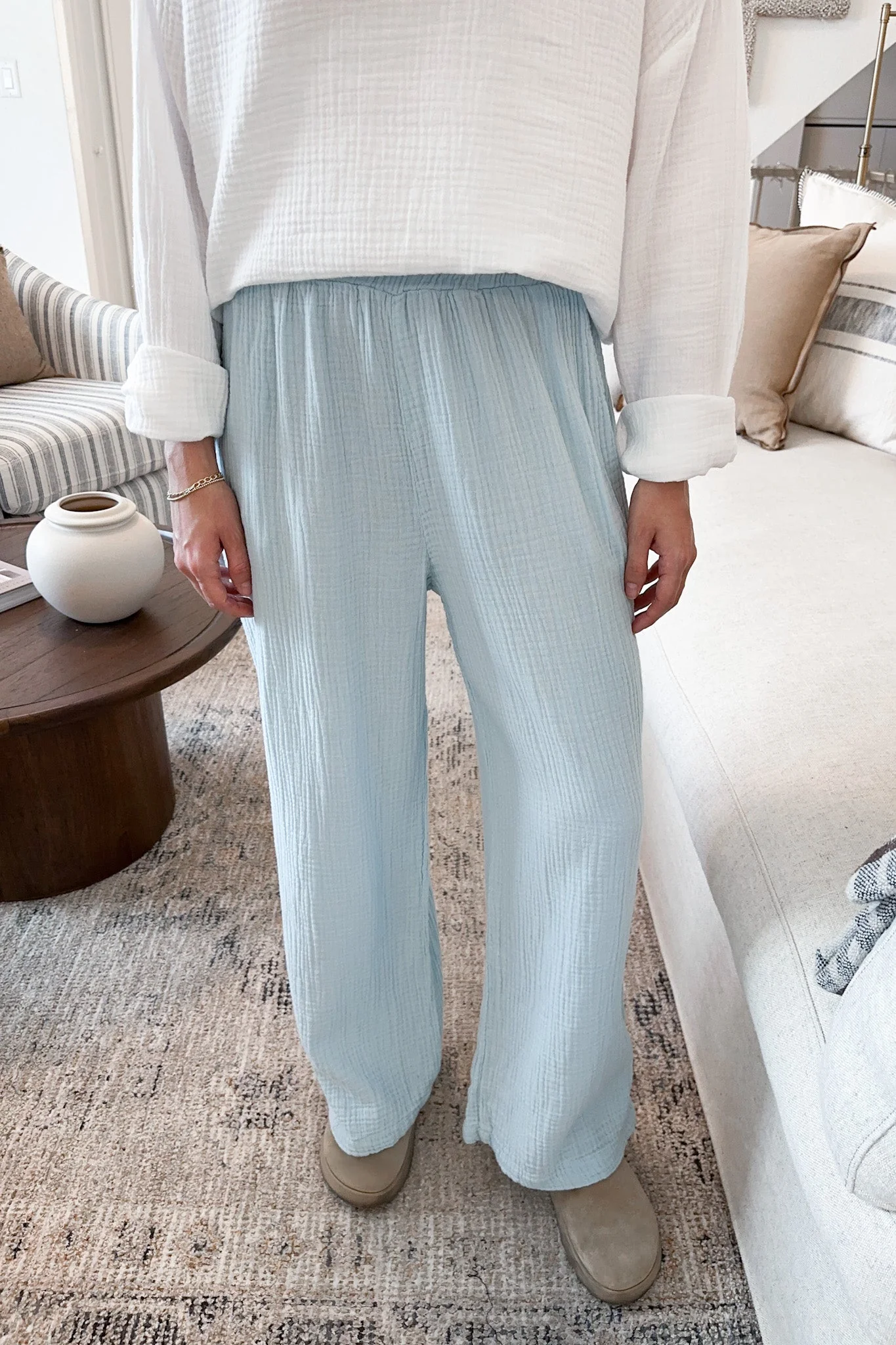 Tulum Cotton Pants in Surf Blue