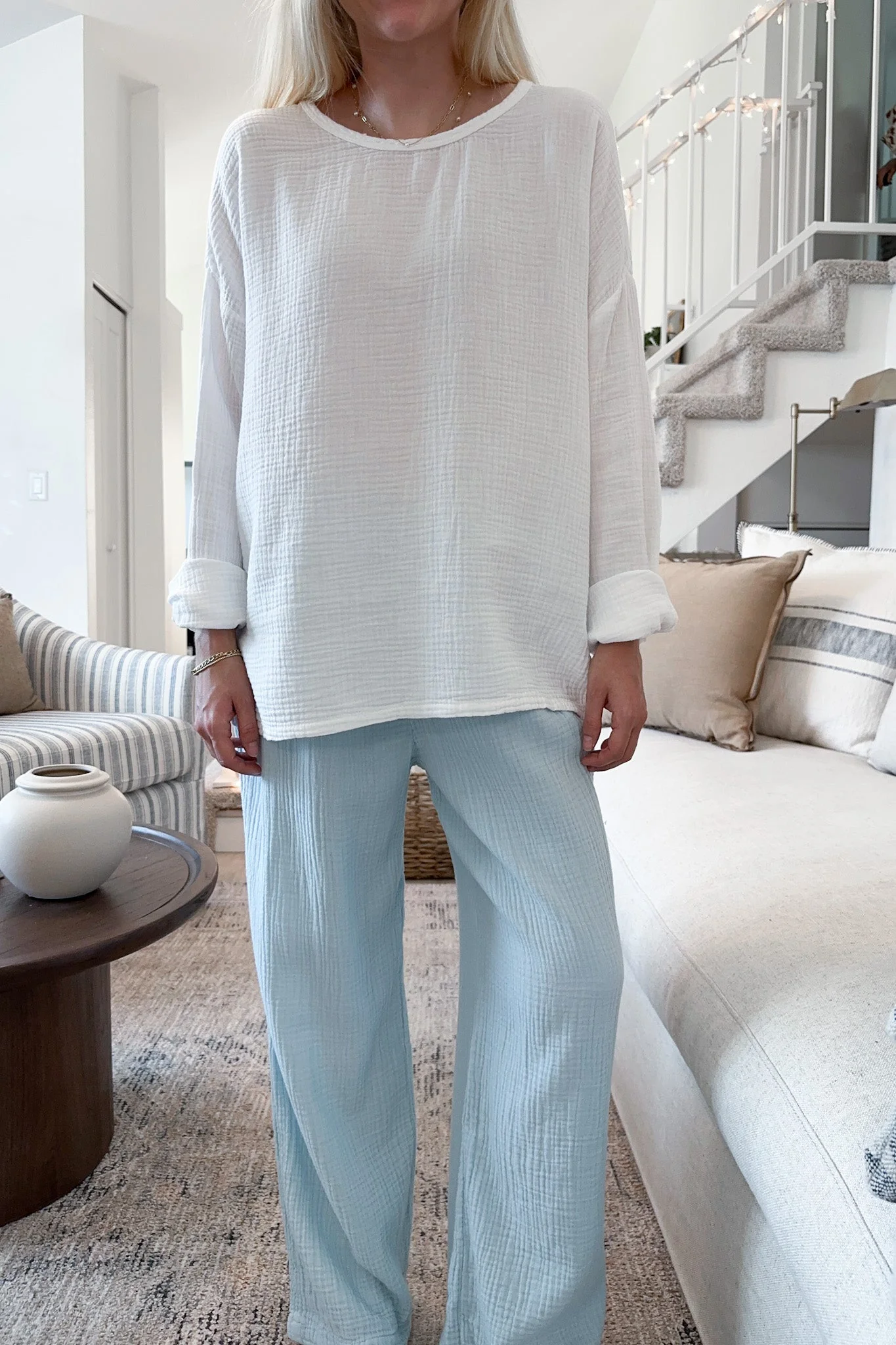 Tulum Cotton Pants in Surf Blue - Image 4