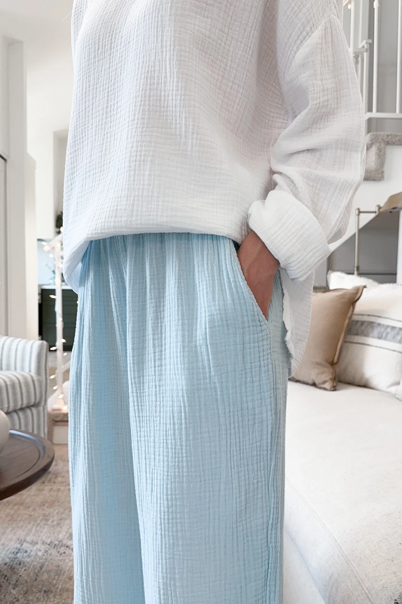 Tulum Cotton Pants in Surf Blue - Image 5