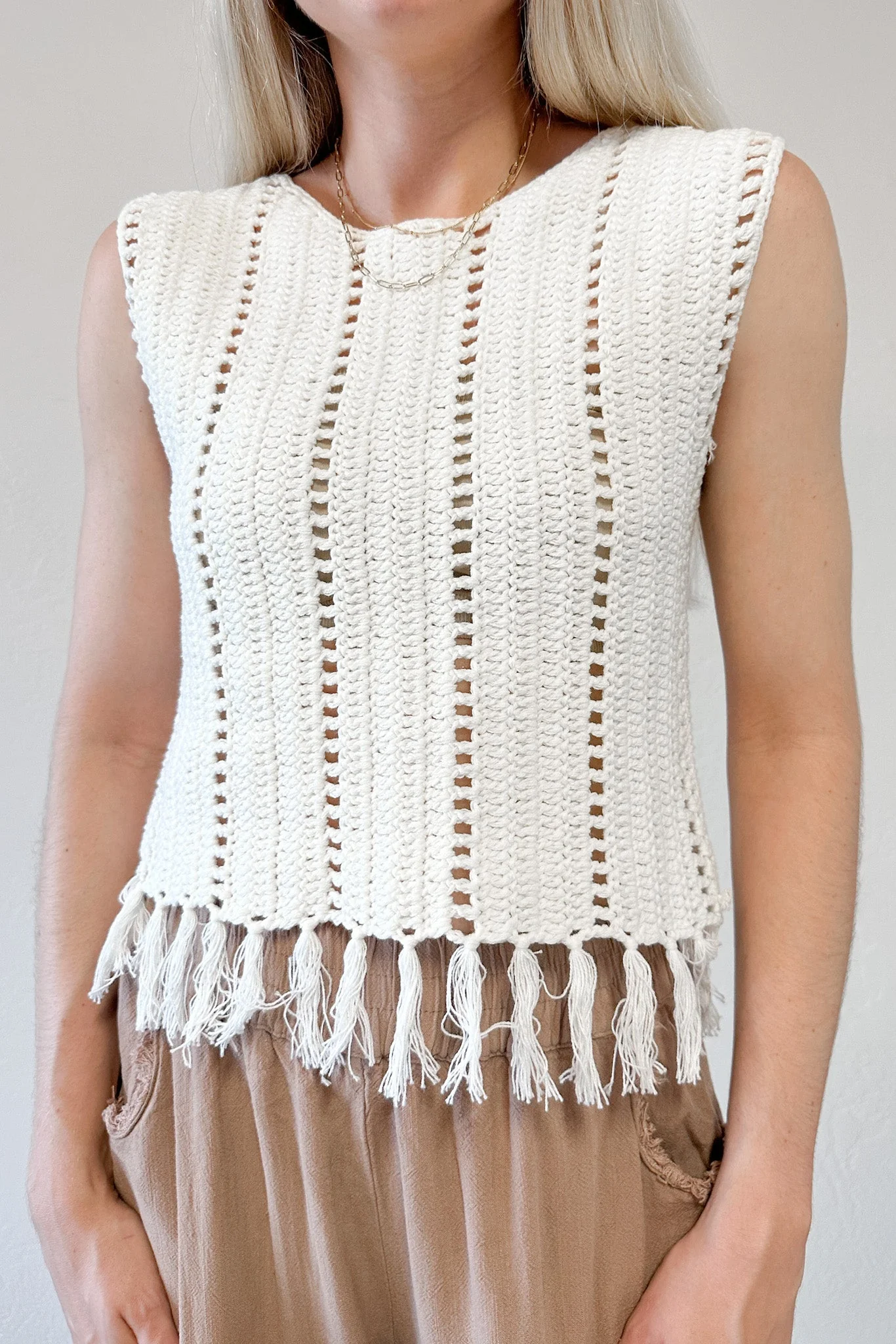 Tulum Fringe Detail Crochet Top - Image 6