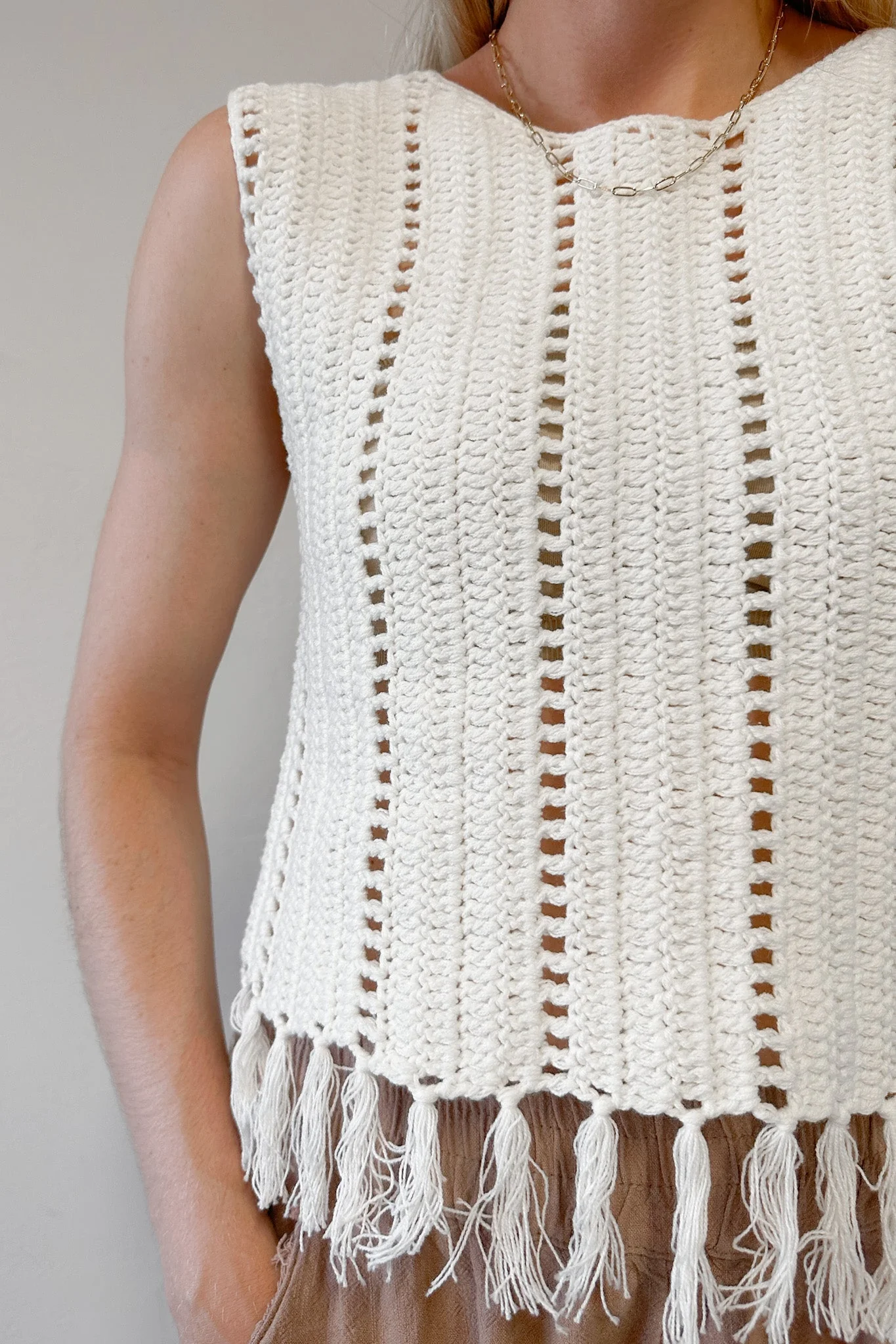 Tulum Fringe Detail Crochet Top - Image 7