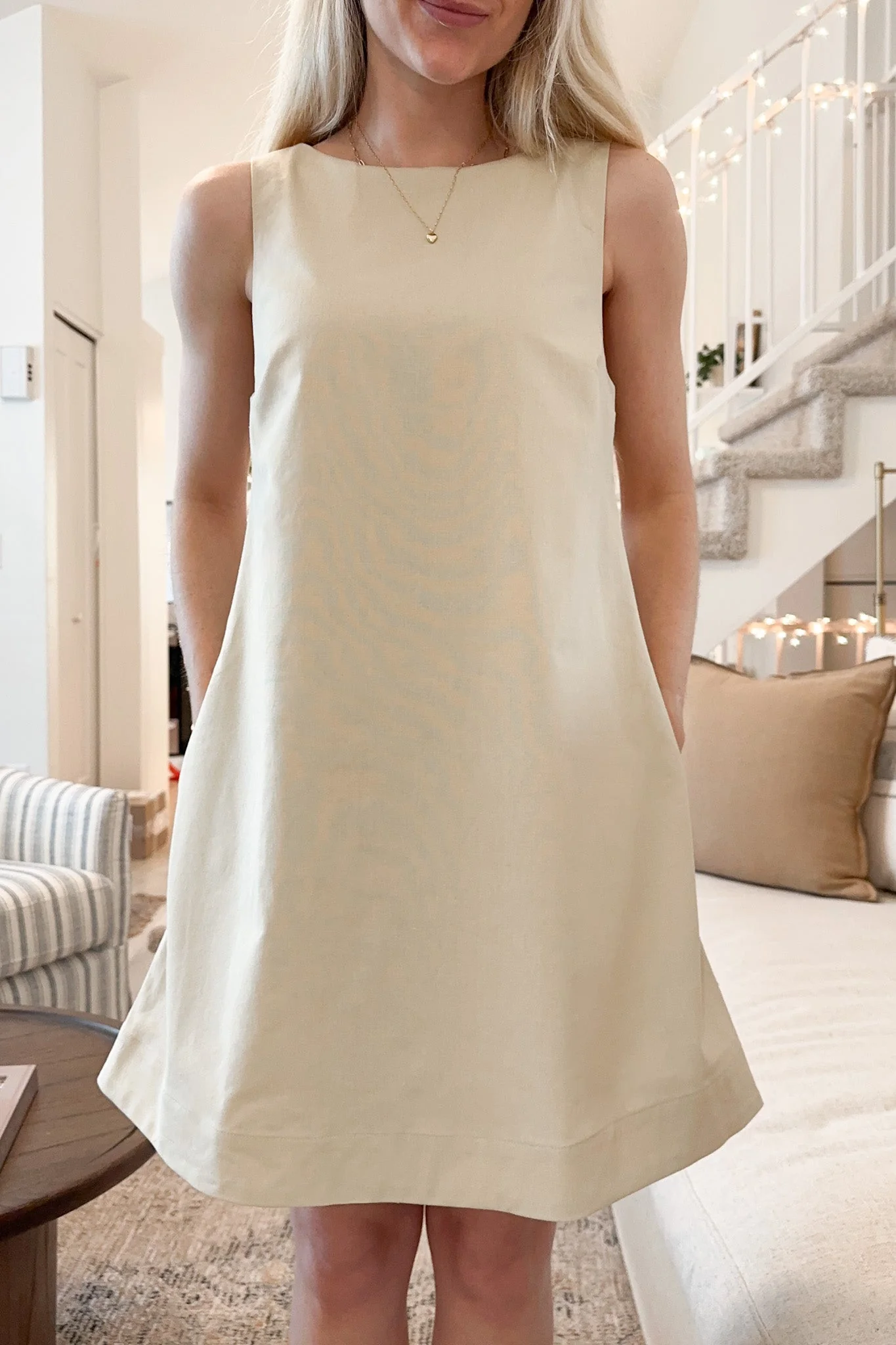 Uptown A Line Linen Mini Dress - Image 4