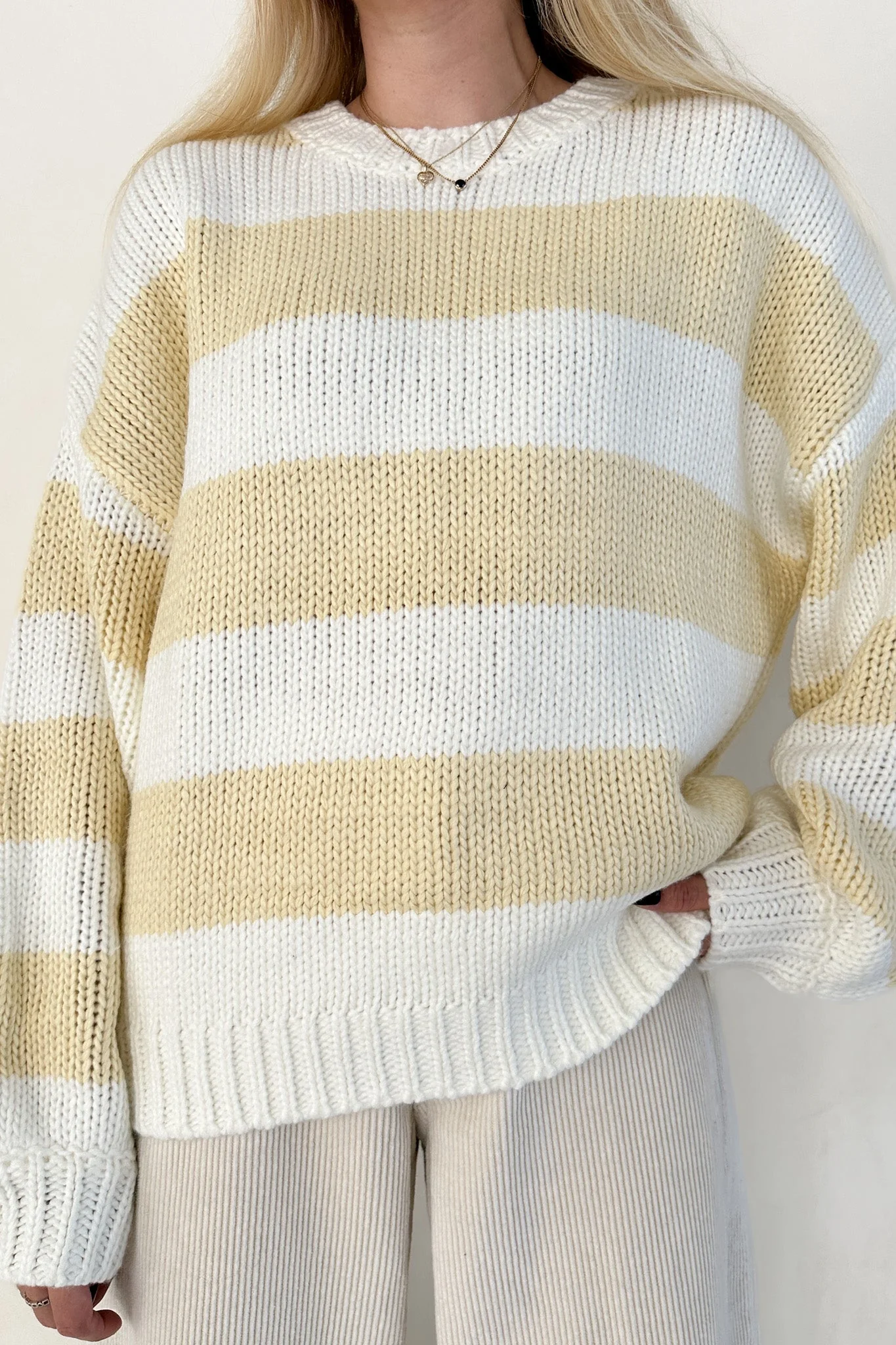 Walking on Sunshine Striped Knit Sweater - Image 3