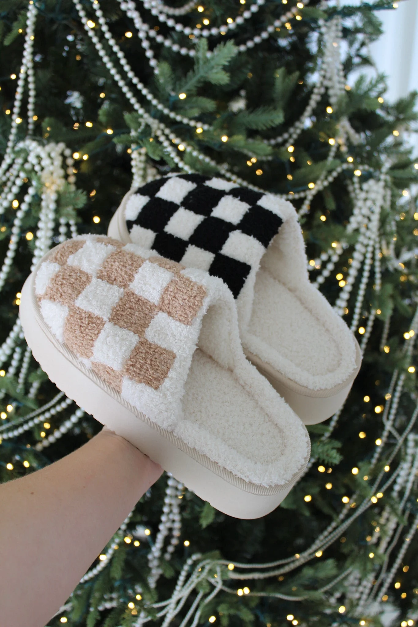 Willow Checkered Mule Slipper in Black - Image 3