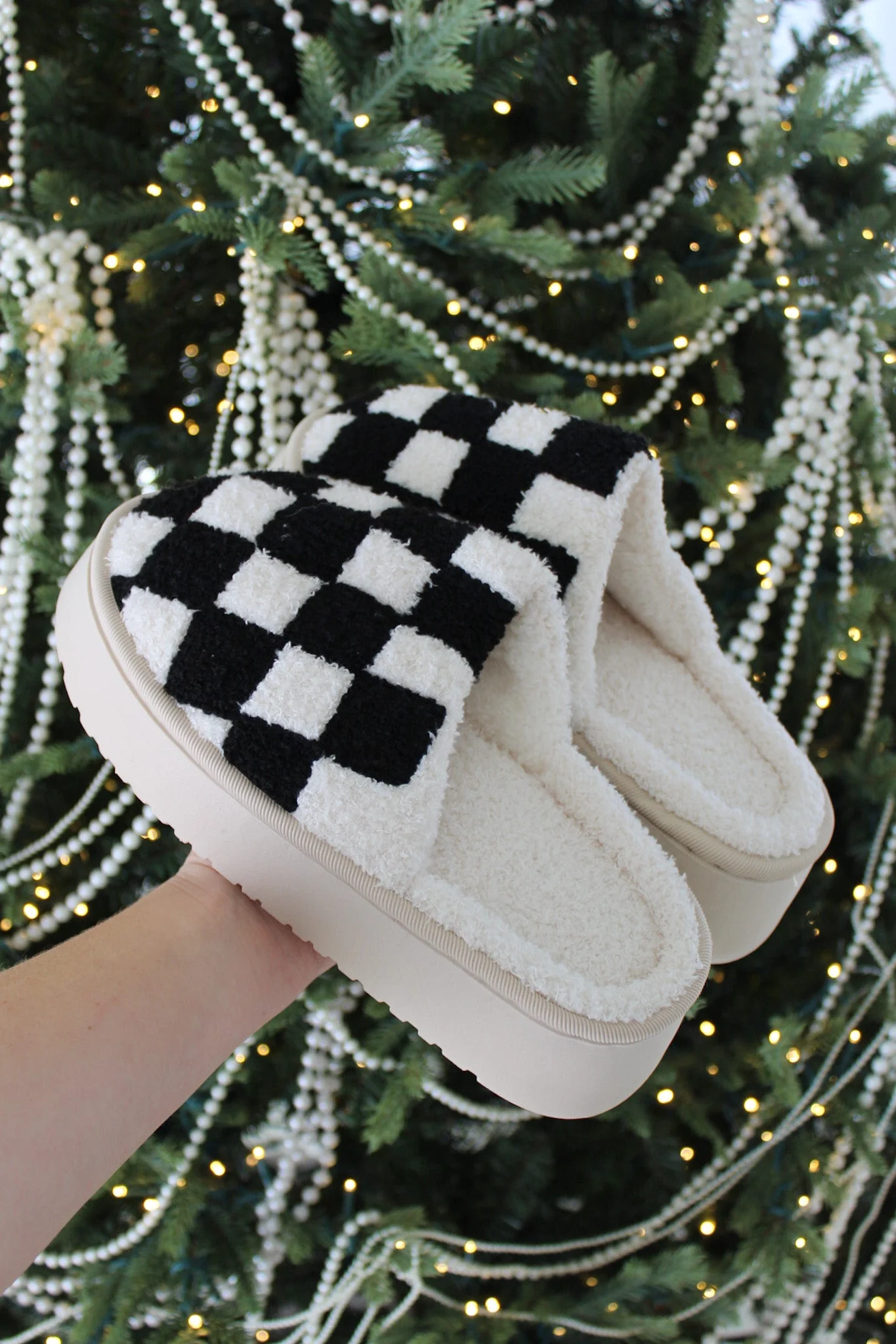 Willow Checkered Mule Slipper in Black - Image 4