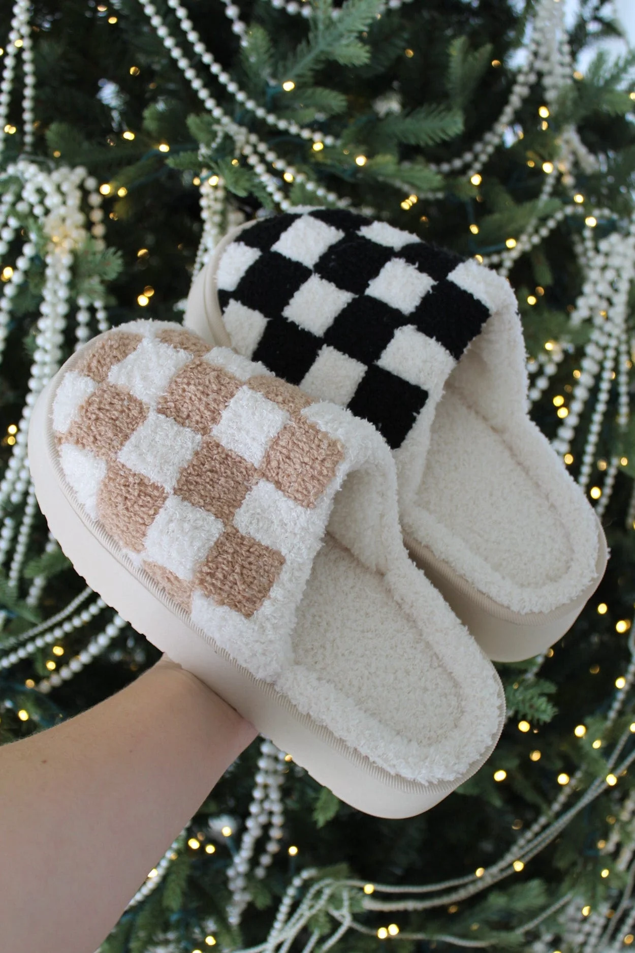 Willow Checkered Mule Slipper in Camel - Image 2