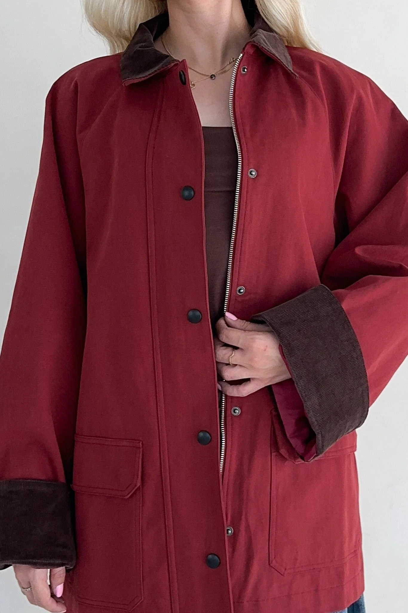 Windsor Corduroy Detail Barn Jacket in Sienna - Image 3