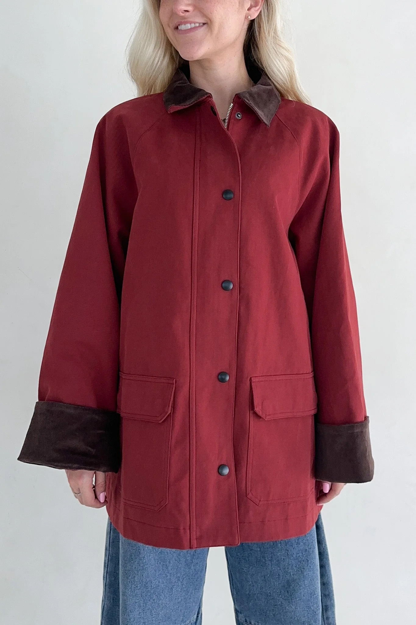 Windsor Corduroy Detail Barn Jacket in Sienna - Image 7