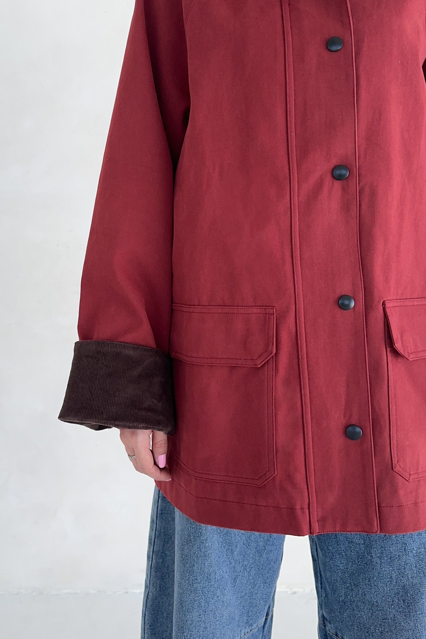Windsor Corduroy Detail Barn Jacket in Sienna - Image 8