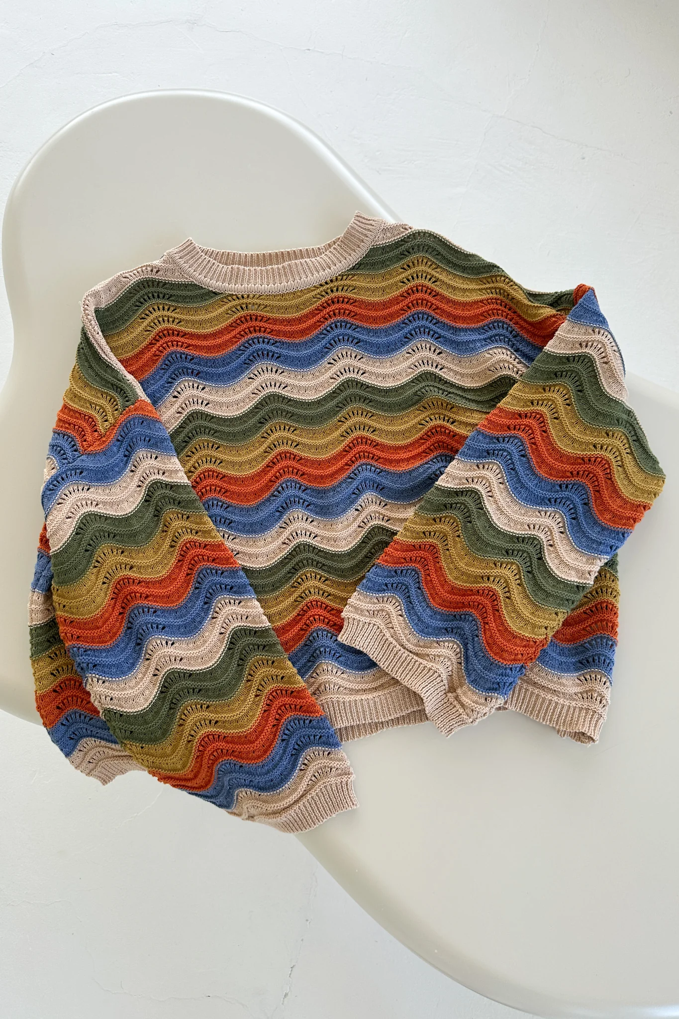 Woodstock Colorblock Neutral Rainbow Sweater - Image 8